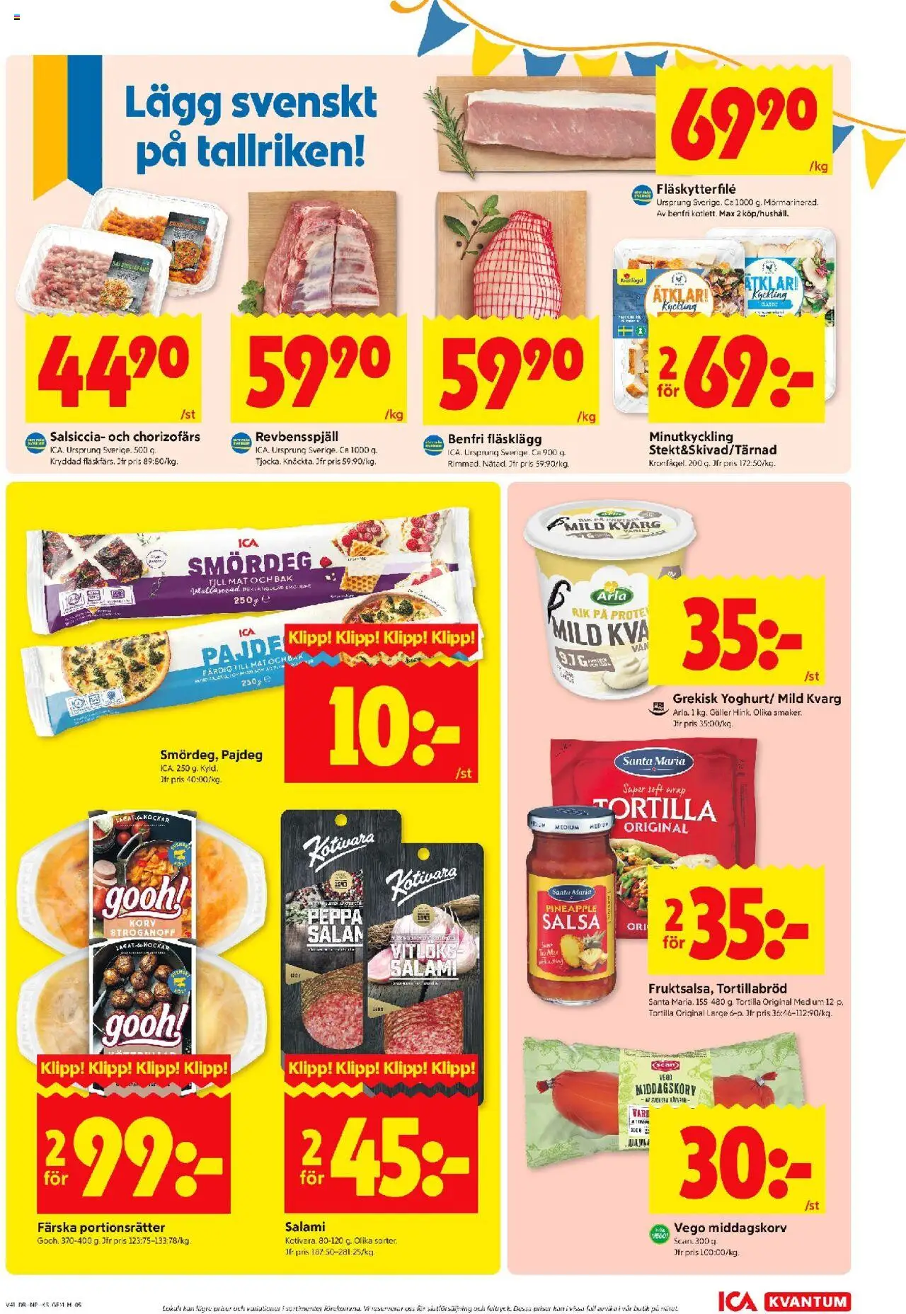 ICA Kvantum reklamblad aktuell från 06.10.2025 | Sida: 5 | Produkter: Salsa, Revbensspjäll, Salami, Kvarg