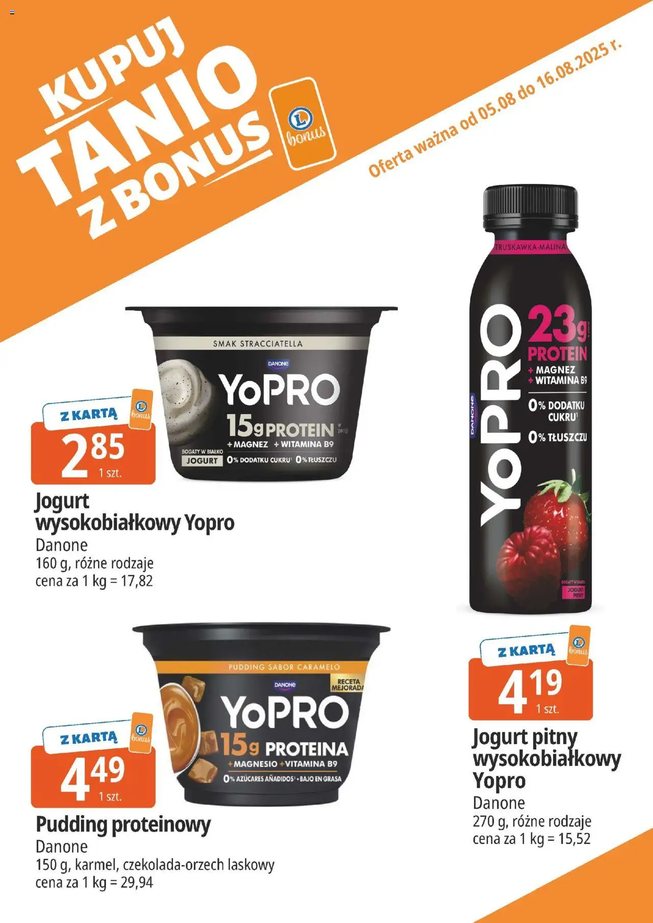 E.Leclerc Gazetka - Elbląg kupony dodatkowe od 05.08.2025 | Strona: 5 | Produkty: Karta, Jogurt pitny, Jogurt