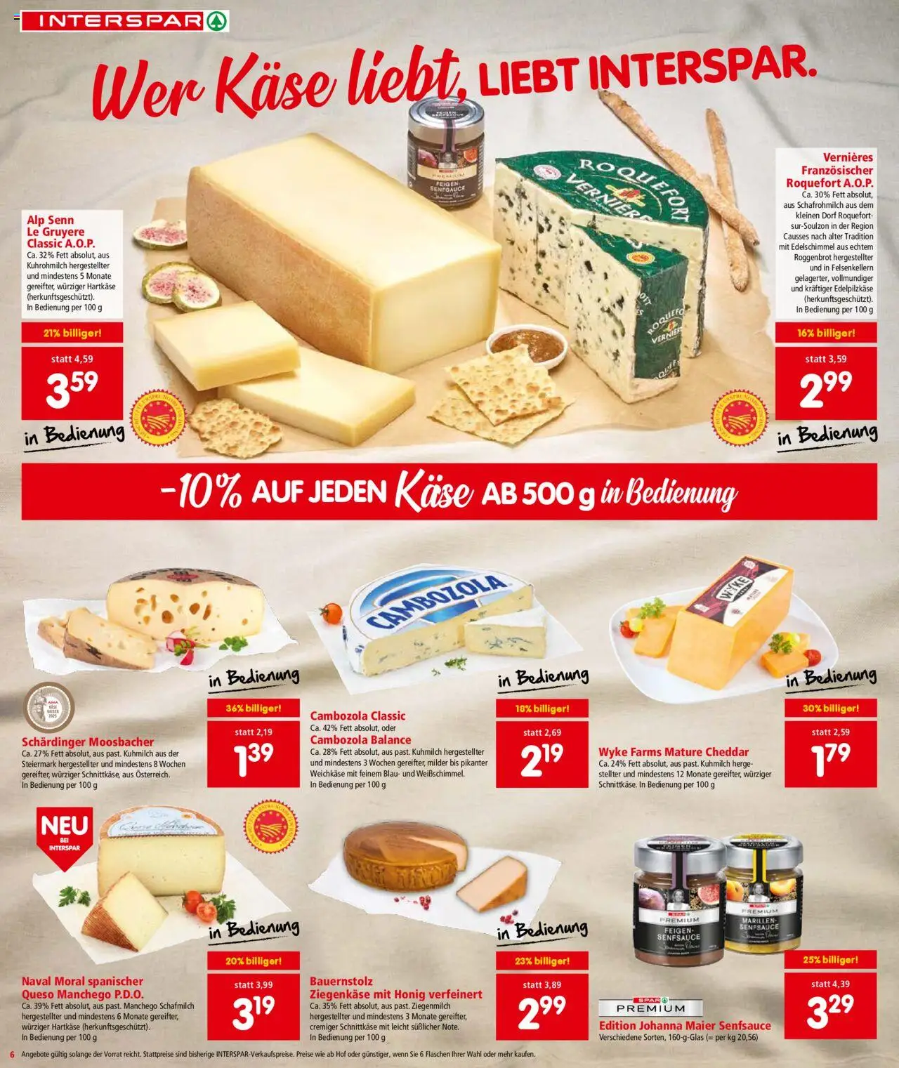 Interspar Flugblatt - Vorarlberg gültig ab 24.07.2025 | Seite: 6 | Produkte: Käse