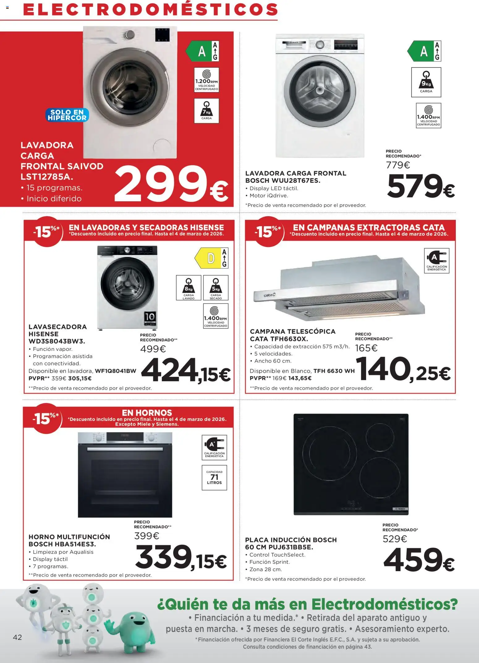 Hipercor catálogo │ válido desde el 26.02.2026 | Página: 42 | Productos: Té, Lavadora, Horno