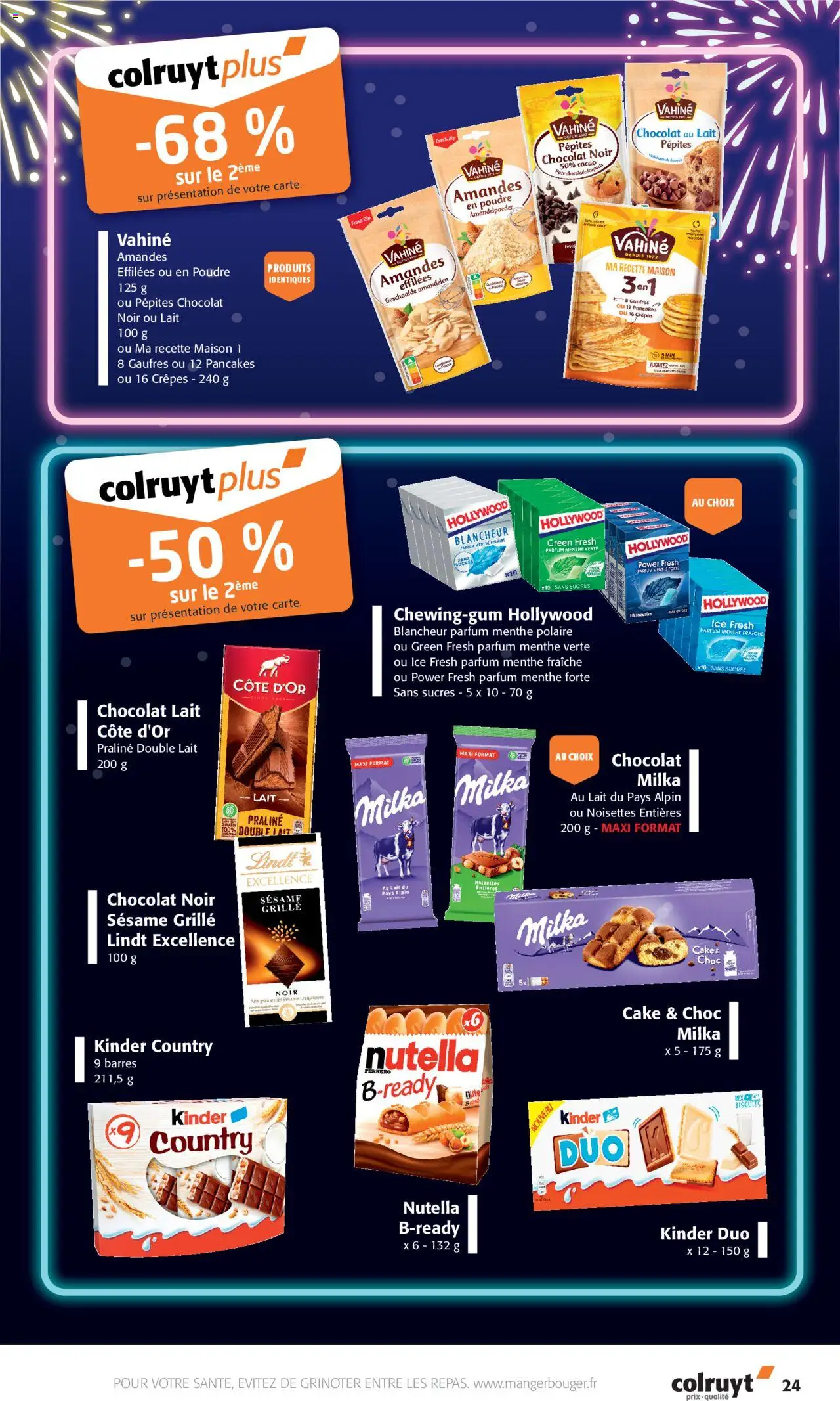{H1} | Page: 24 | Produits: Menthe, Kinder country, Gaufres, Lindt