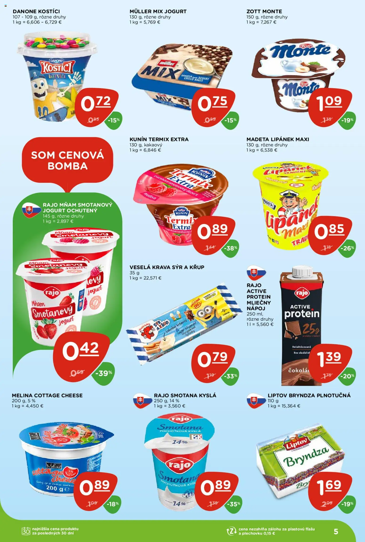 Nové Terno akcie – leták je platný od 23.04.2026 | Strana: 5 | Produkty: Syr, Jogurt, Smotana, Protein