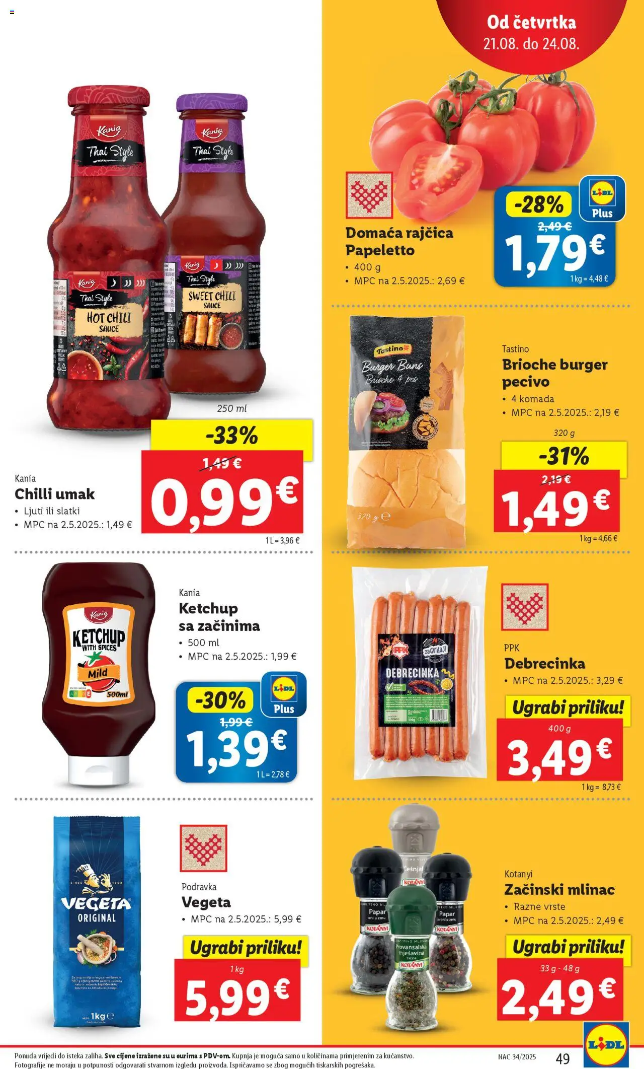 Lidl katalog | vrijedi od 18.08.2025 | Stranica: 49 | Proizvodi: Podravka, Umak, Vegeta, Pecivo