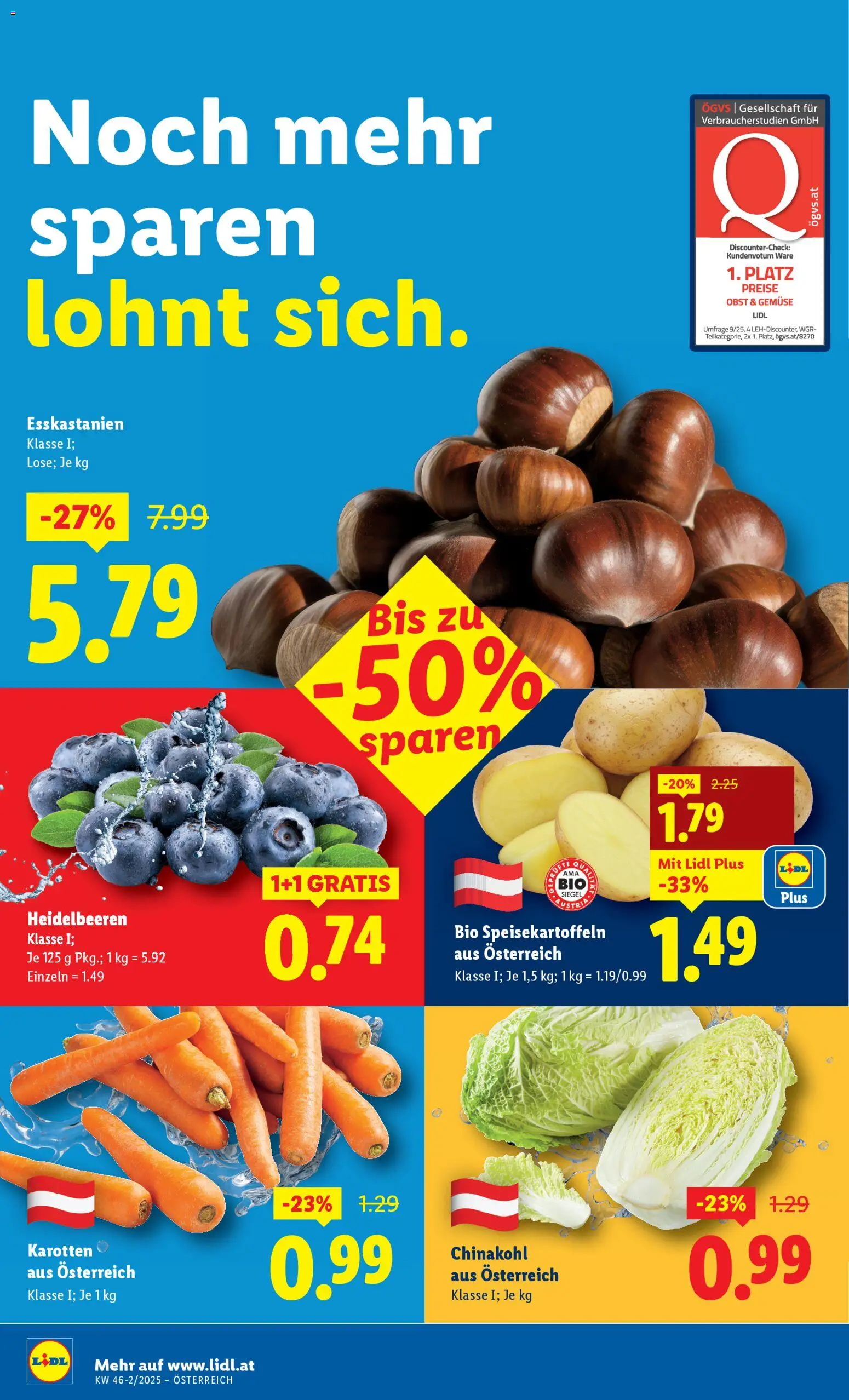 Lidl Flugblatt - Eisenstadt, Ebenfurth, Mattersburg gültig ab 13.11.2025 | Seite: 4 | Produkte: Gemüse, Obst, Chinakohl