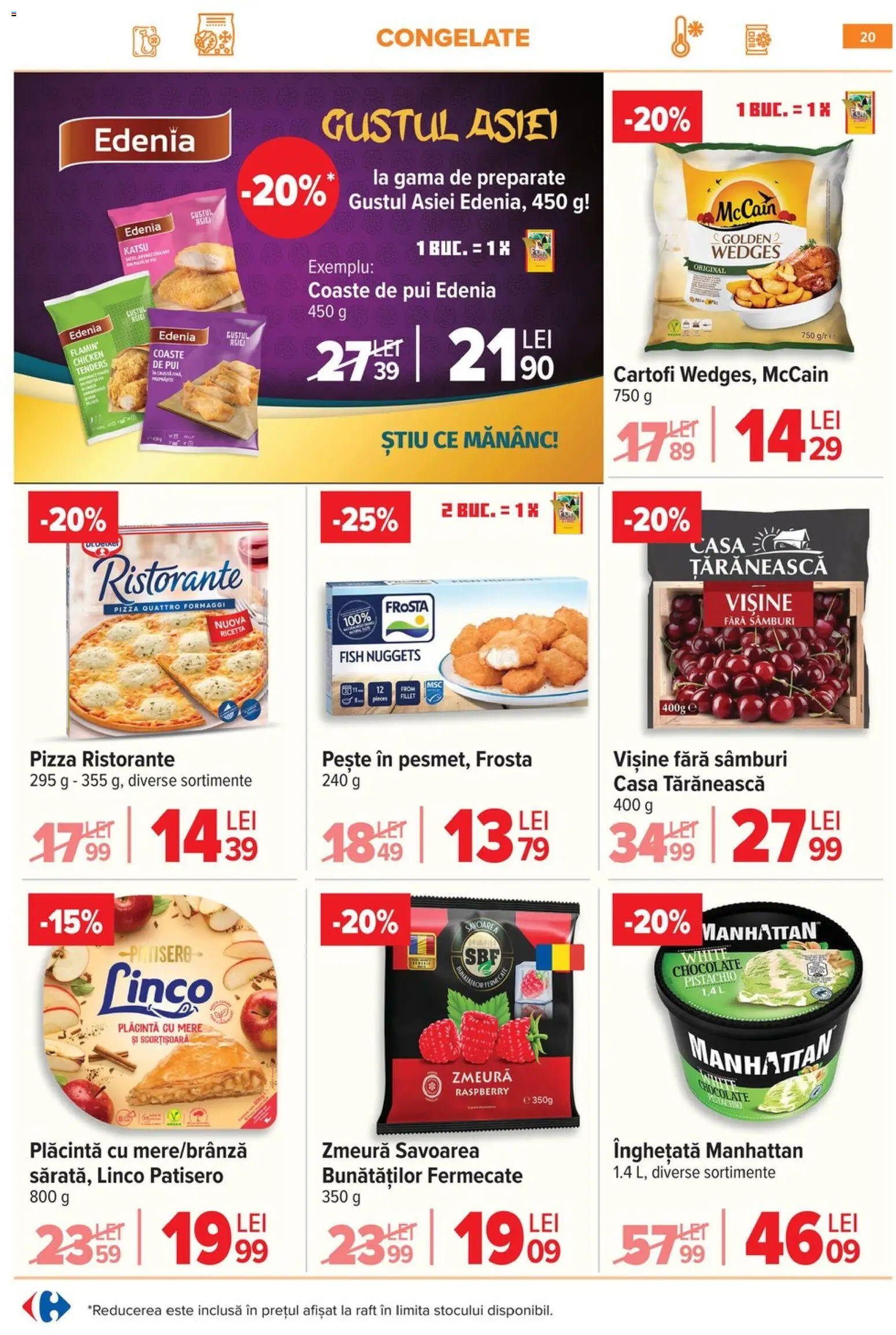 Noul catalog Carrefour – valabil de la 15.04.2026 | Pagină: 21 | Produse: Hacıyatmaz Kedi Oyuncağı, Pizza, Pește, Cartofi