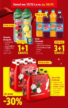 Oasis Limonade, tropical of appel-cassis-framboos, 4 x 2 l - Voorbeeld van een folder van Lidl, geldig van 17.12.2025 | Pagina: 39 | Producten: Fles, Coca Cola, Frisdrank, Limonade