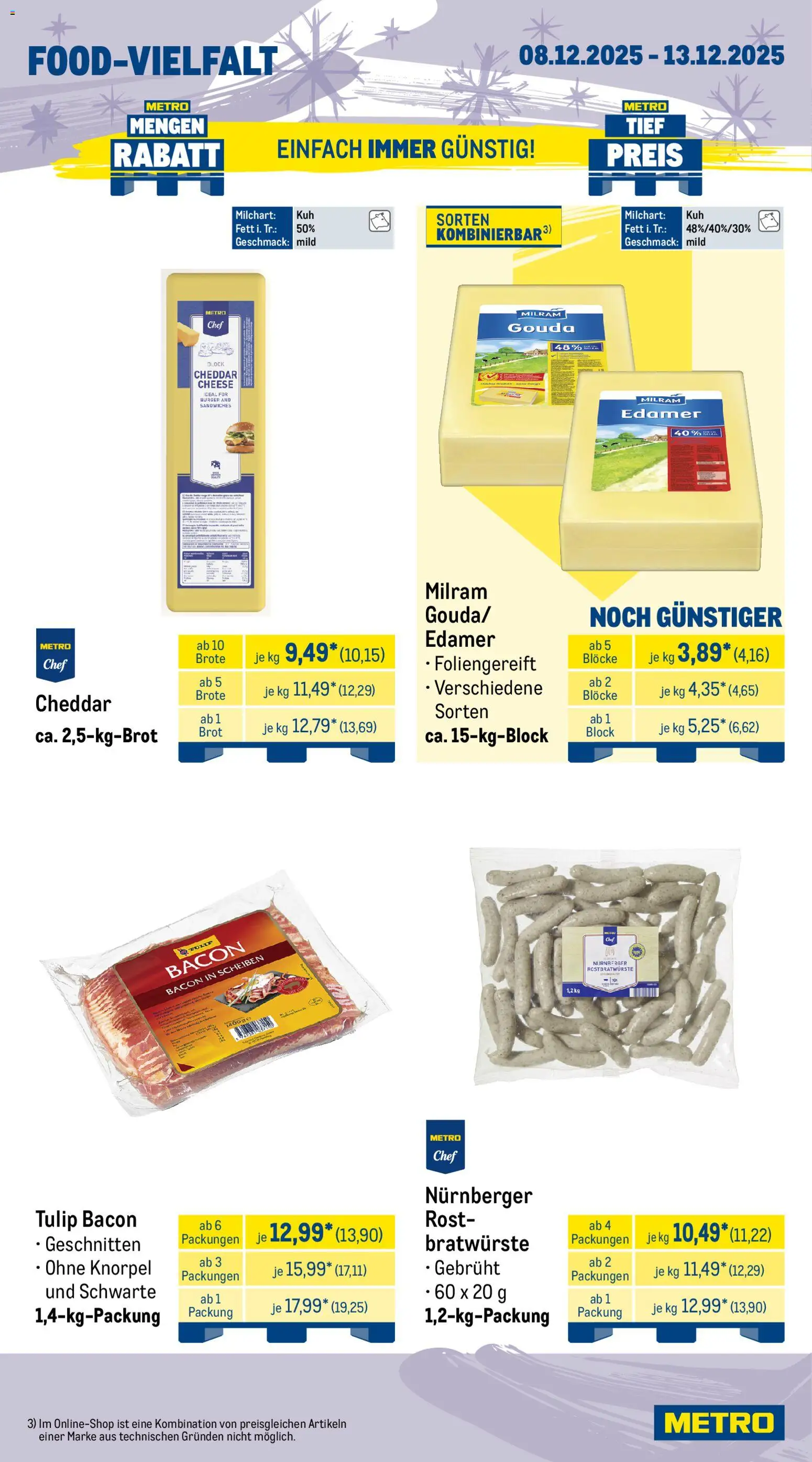 Metro Wochen-Angebote Gastro – gültig ab 08.12.2025 | Seite: 11 | Produkte: Gouda, Edamer, Milram, Brot