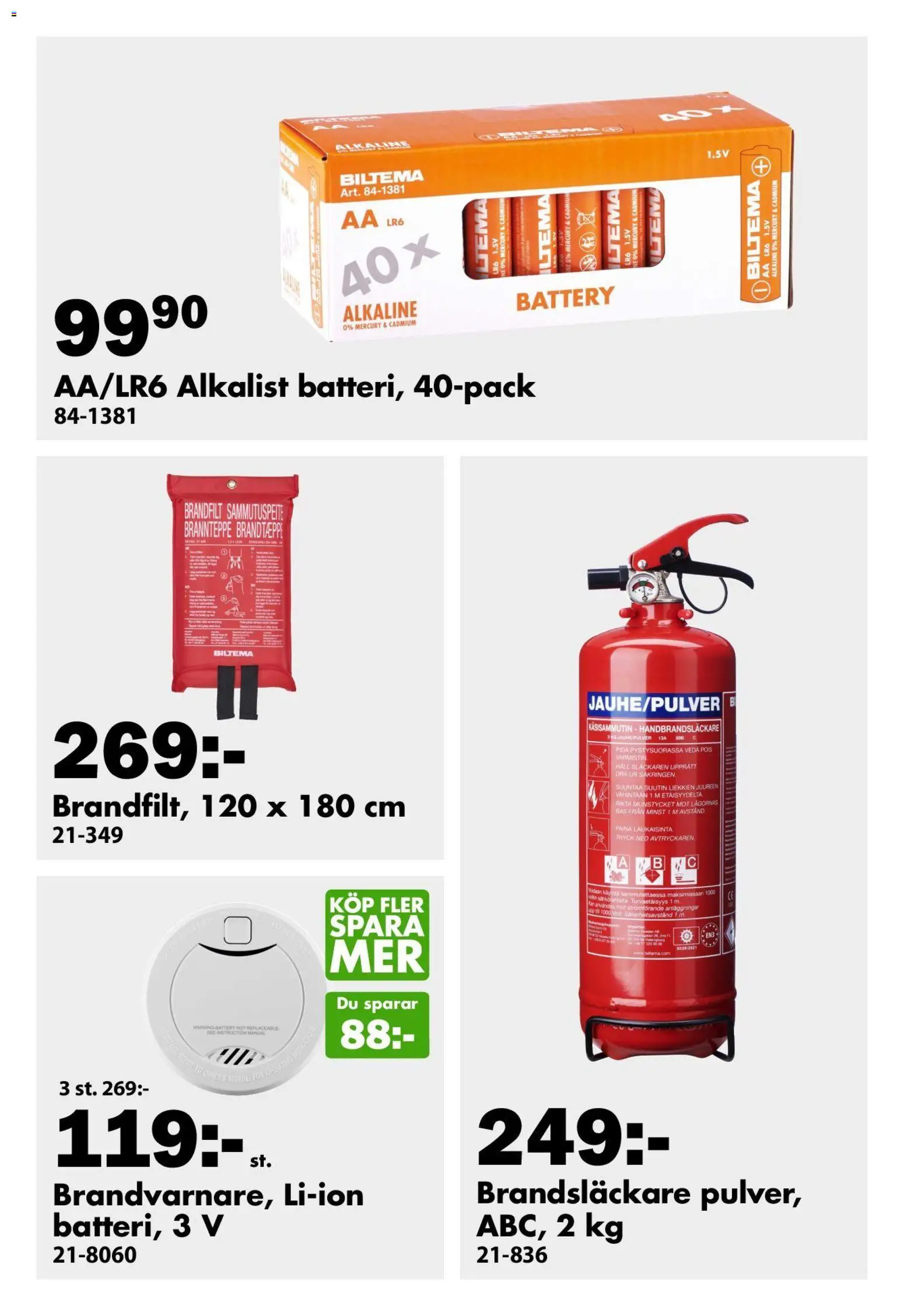 Biltema reklamblad aktuell från 20.10.2025 | Sida: 15 | Produkter: Brandsläckare, Häll