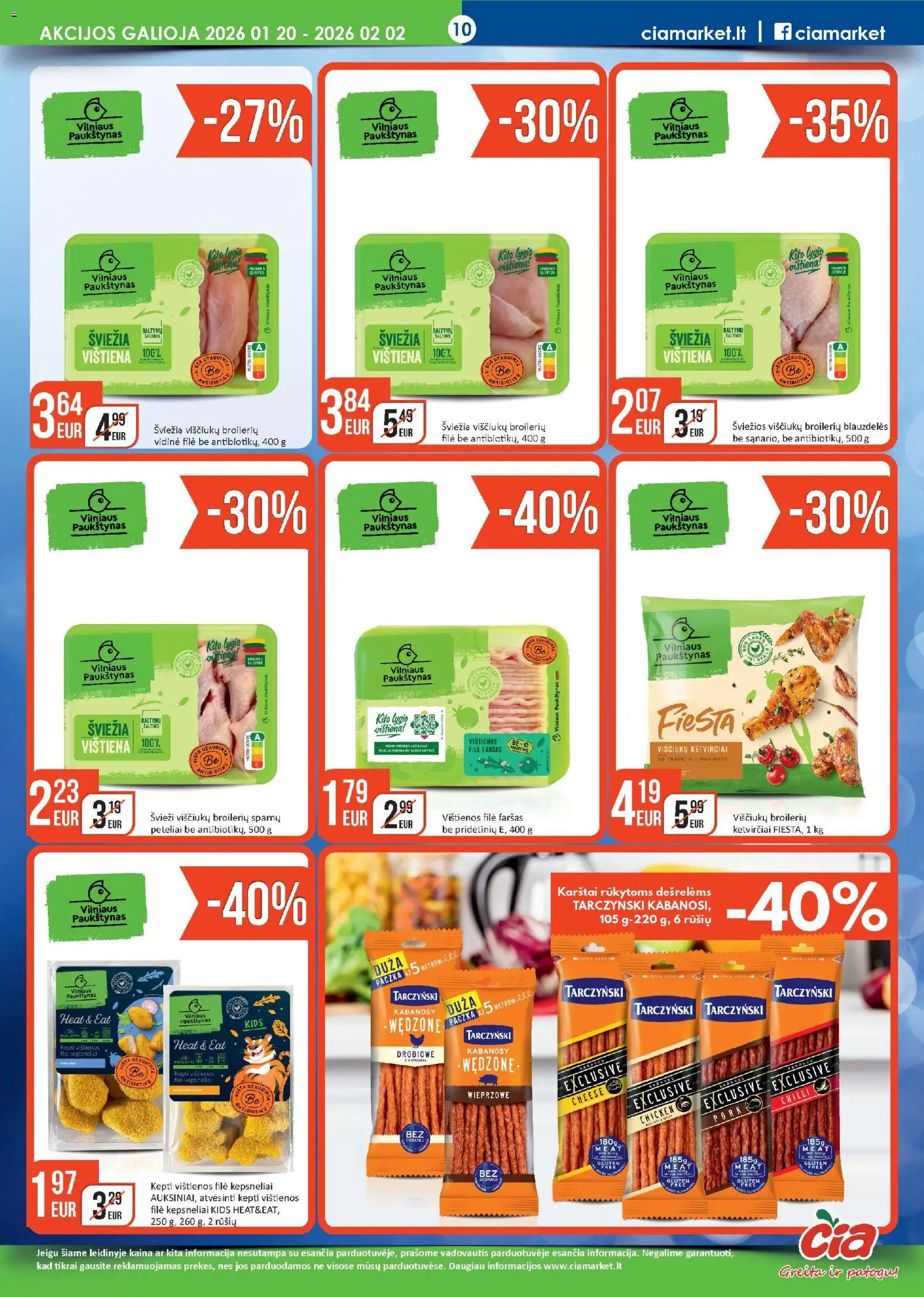 ČIA MARKET akcijos nuo 20.01.2026 | Puslapis: 10 | Prekių: Vištienos, Viščiukų, Vištiena