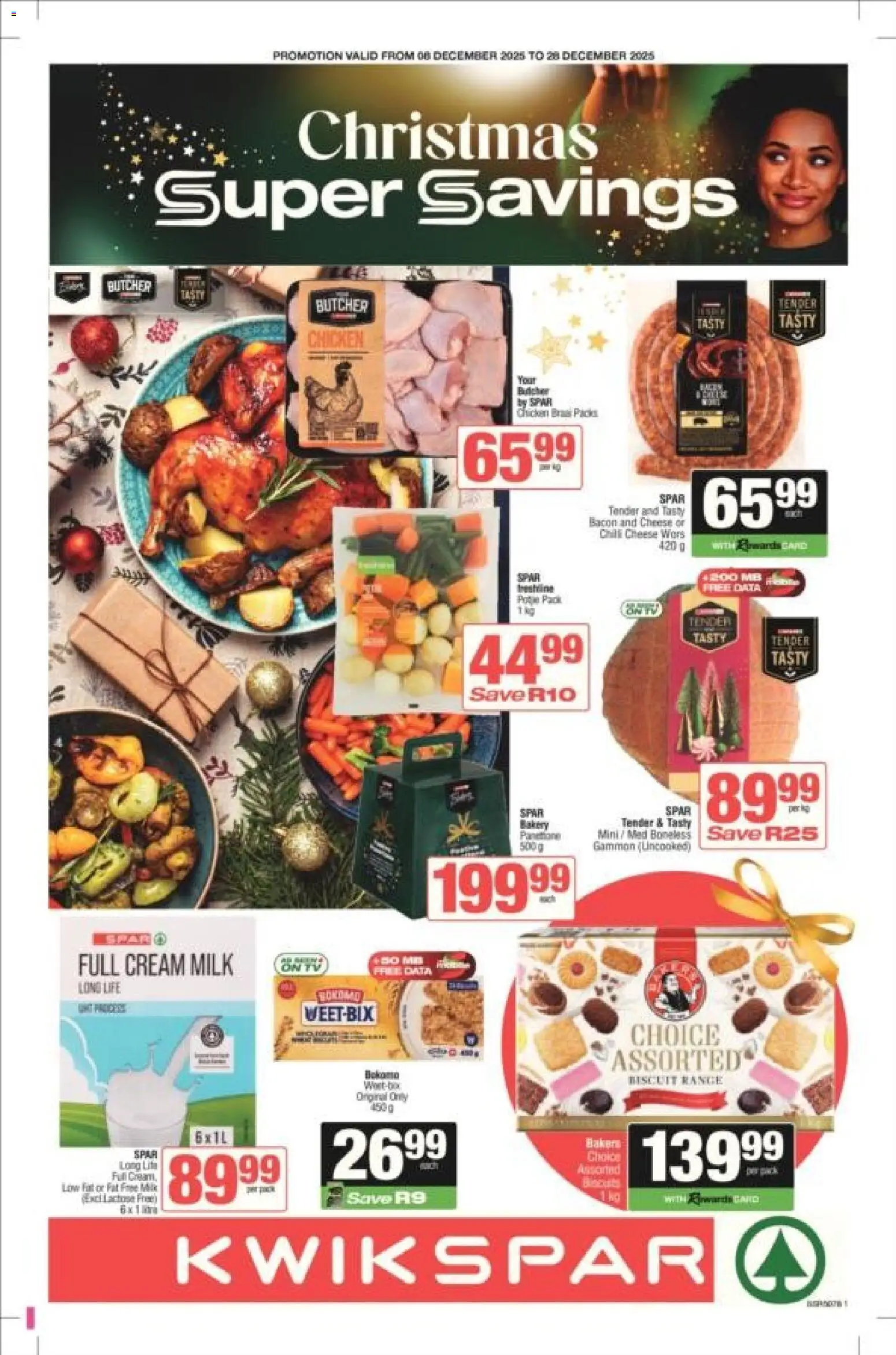New KWIKSPAR catalogue – valid from 08.12.2025 | Page: 1 | Products: Milk, Cheese, Chicken, Cream