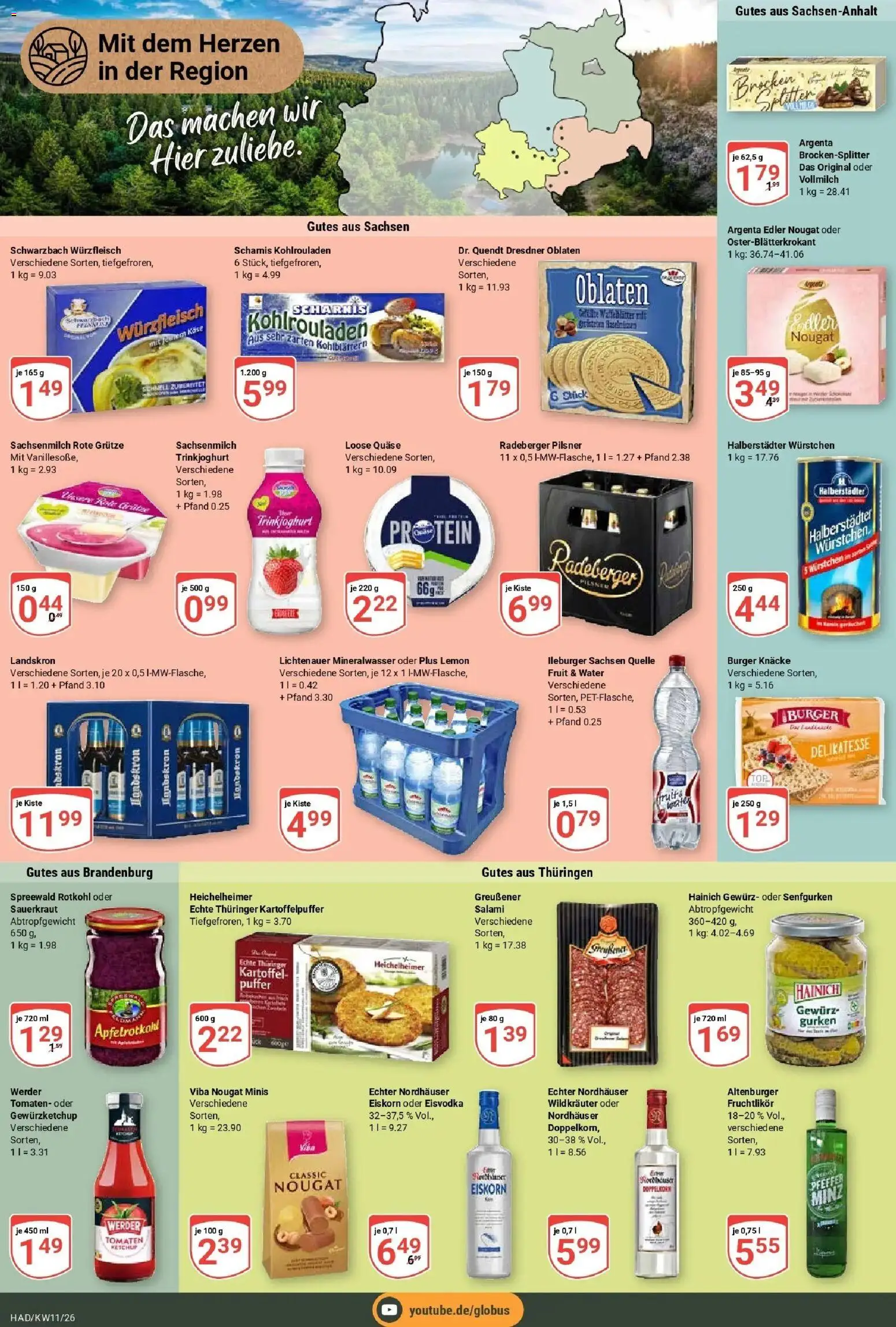 Globus prospekt Halle (saale)	 – gültig ab 09.03.2026 | Seite: 12 | Produkte: Rotkohl, Mineralwasser, Trinkjoghurt, Salami