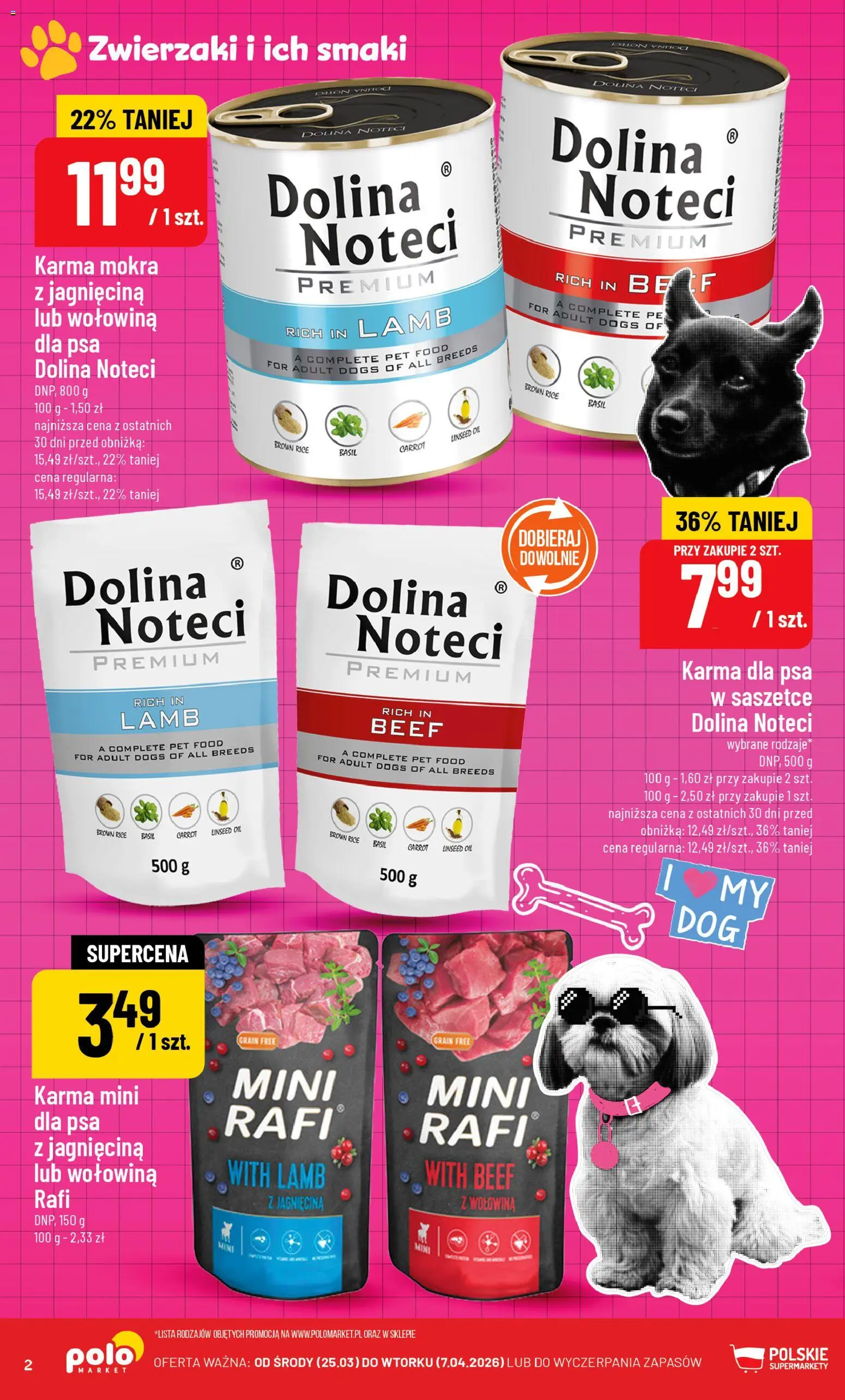 POLOmarket gazetka - Zwierzaki i ich smaki od 25.03.2026 | Strona: 2 | Produkty: Jagnięcina, Karma dla psa, Wołowina