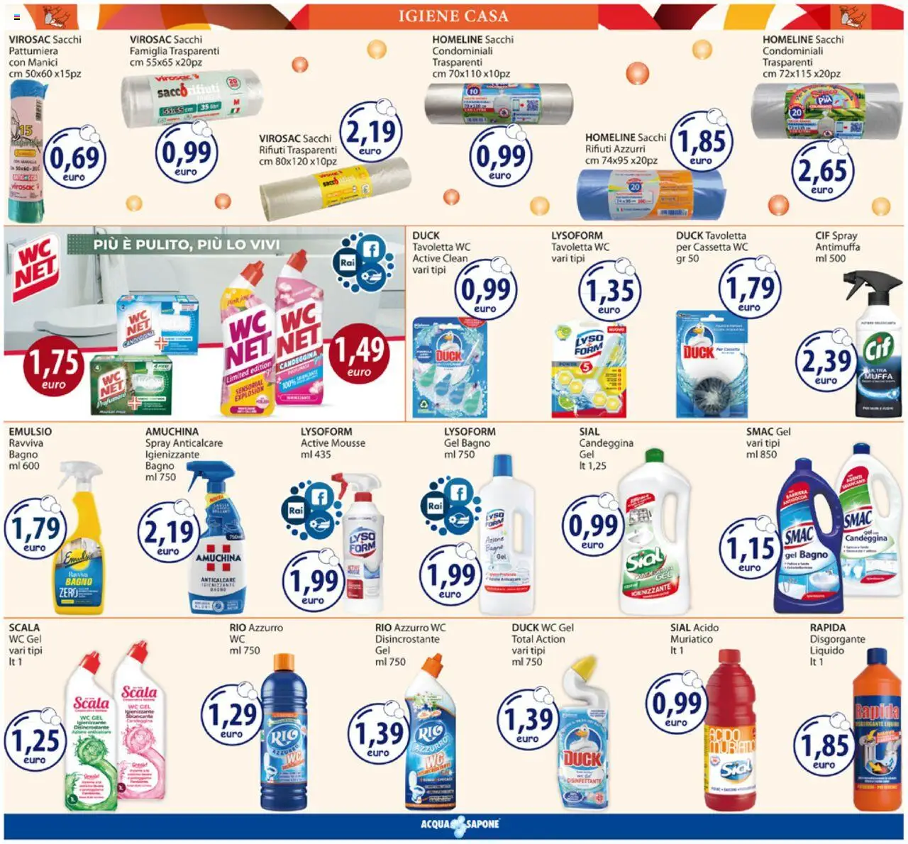Volantino Acqua e Sapone del 11.08.2025 | Pagina: 18 | Prodotti: Candeggina, Scala, Pattumiera, Bagno
