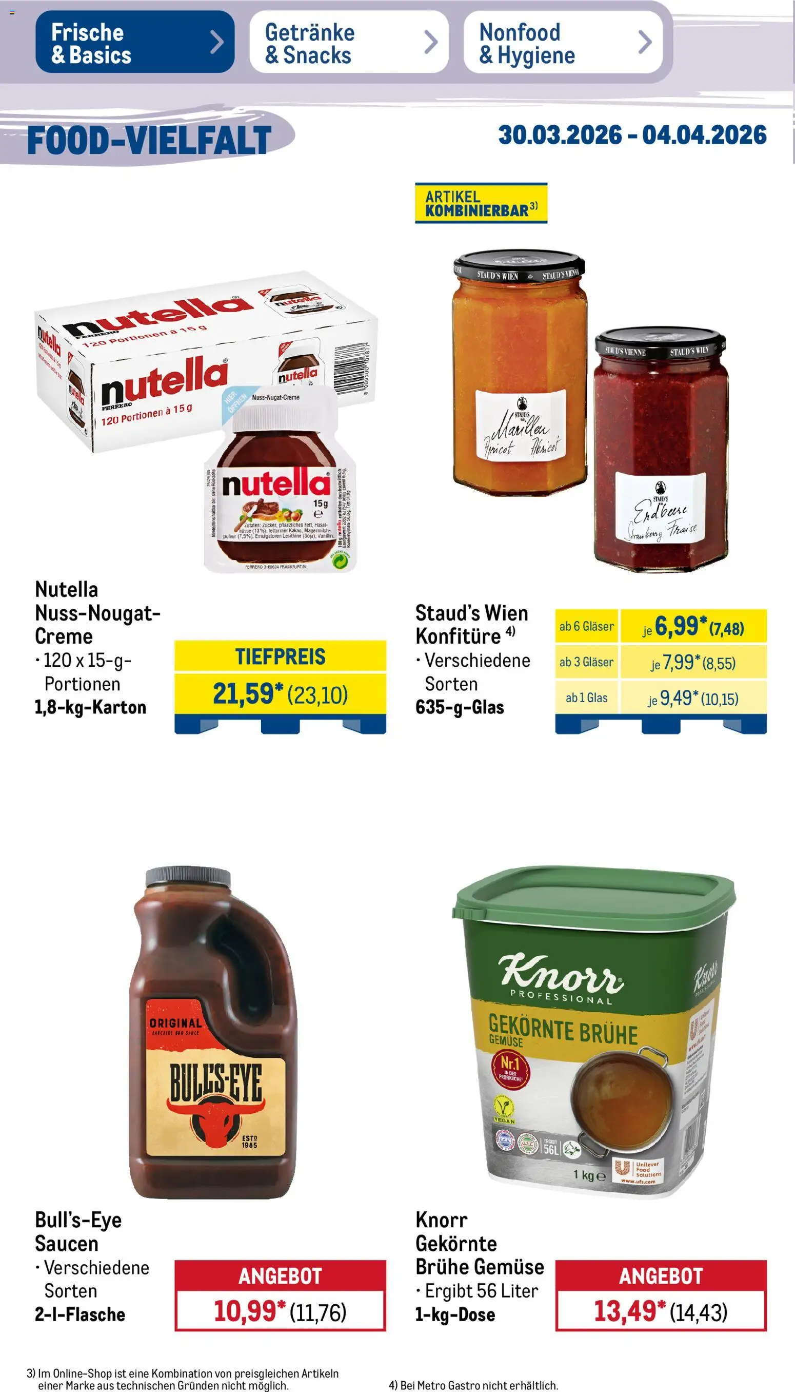 Metro Prospekt 	 – gültig ab 30.03.2026 | Seite: 20 | Produkte: Knorr, Creme, Nutella, Gemüse