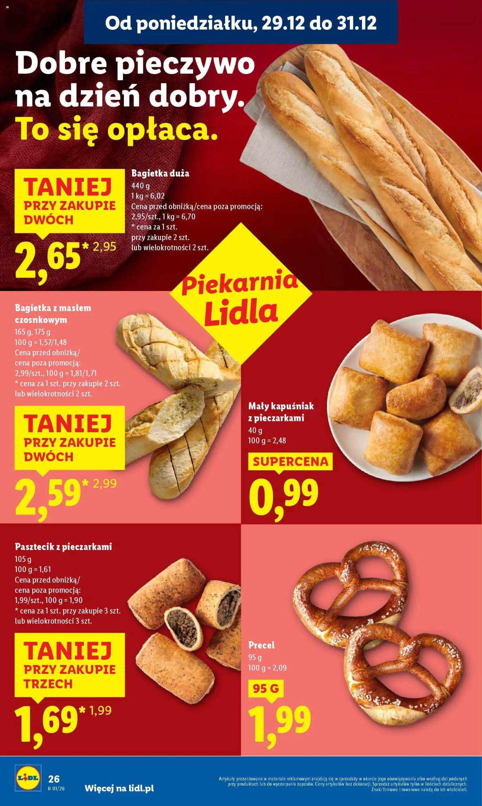 Lidl Gazetka od 29.12.2025 | Strona: 26 | Produkty: Pieczywo, Piekarnia, Bagietka