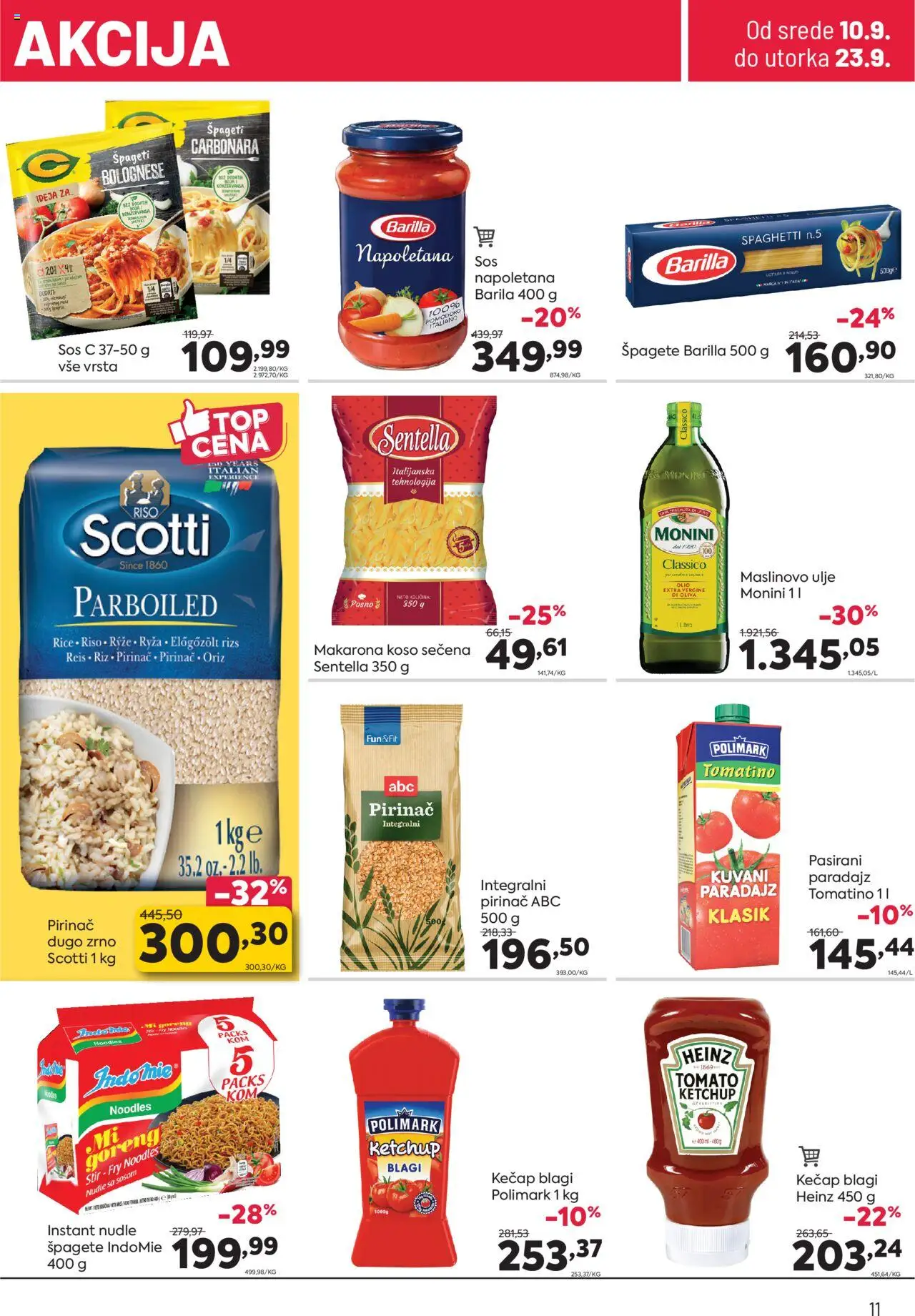 PerSu katalog - važi od 10.09.2025 | Strana: 11 | Proizvode: Maslinovo ulje, Heinz, Paradajz, Nudle