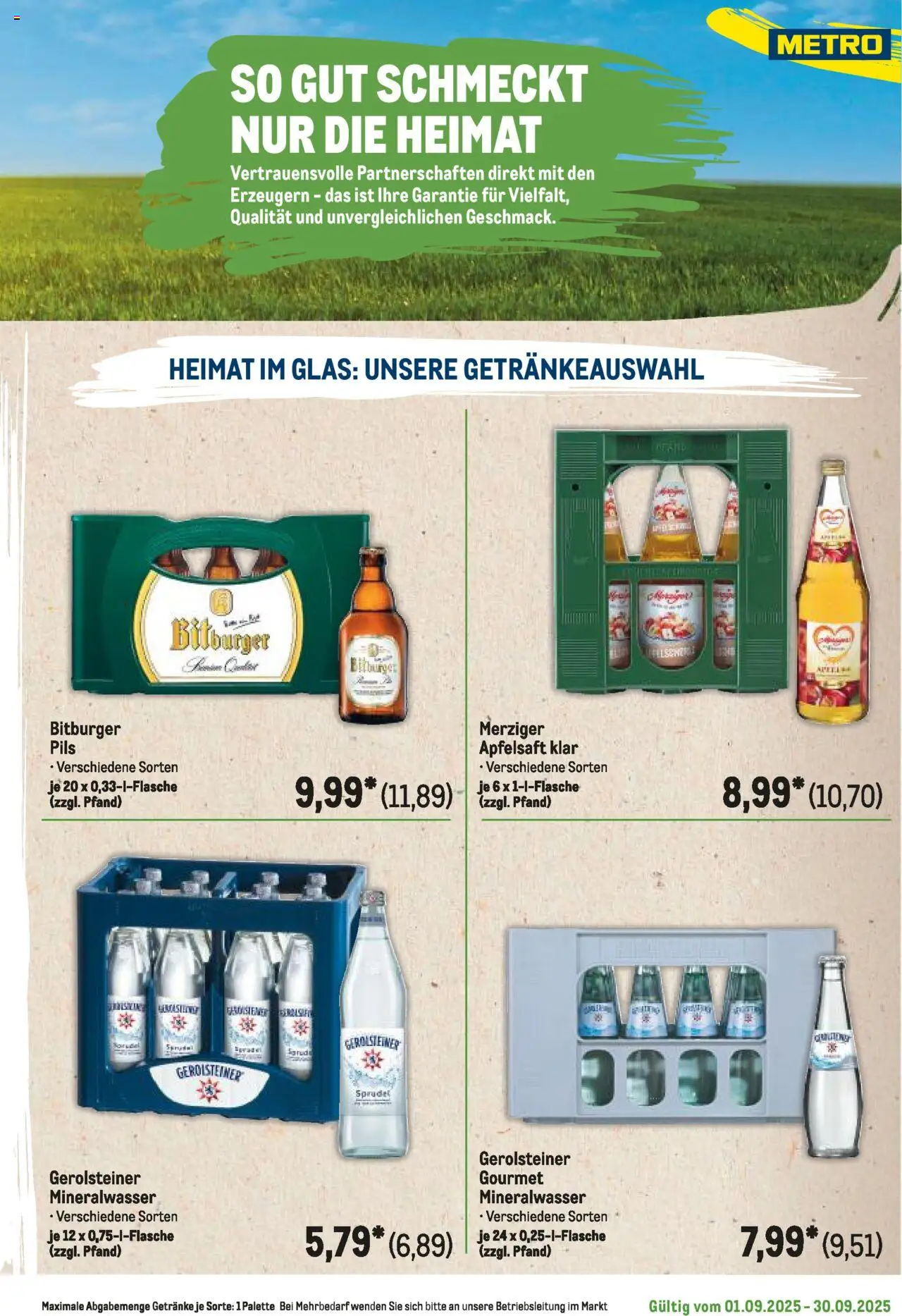 Metro Regionaler Flyer - gültig ab dem 01.09.2025 | Seite: 7 | Produkte: Bitburger, Pils, Apfelsaft, Gerolsteiner