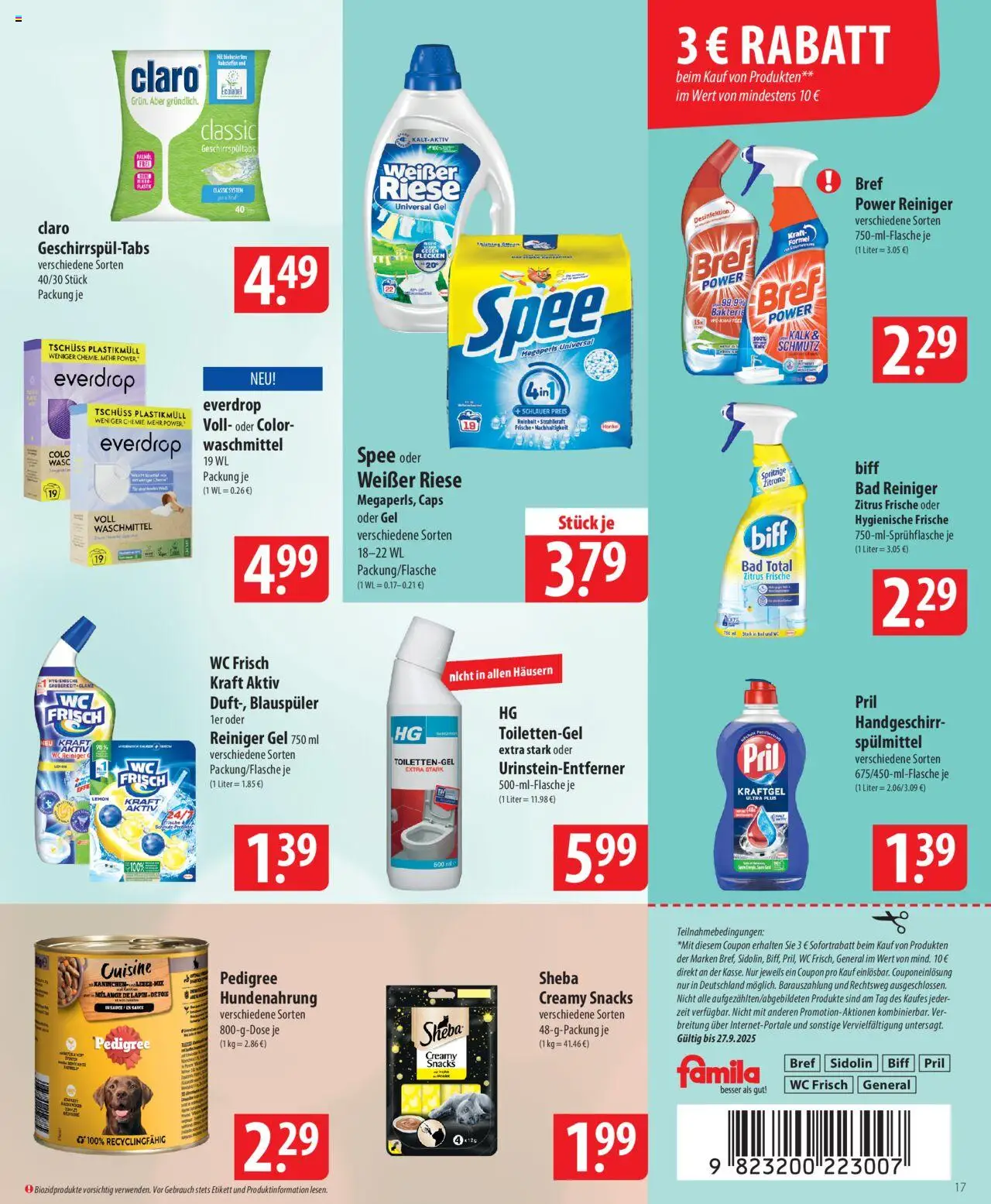 Famila Prospekt 	 – gültig ab 22.09.2025 | Seite: 17 | Produkte: Spee, Wc frisch, Zitrone, Pedigree