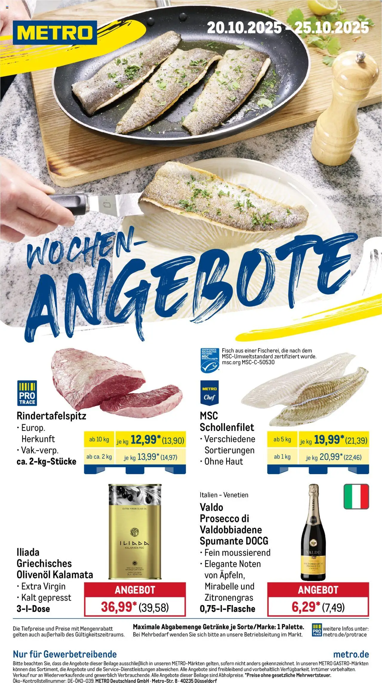 Metro Prospekt 	 – gültig ab 20.10.2025 | Seite: 1 | Produkte: Zitronengras, Olivenol, Fisch, Prosecco