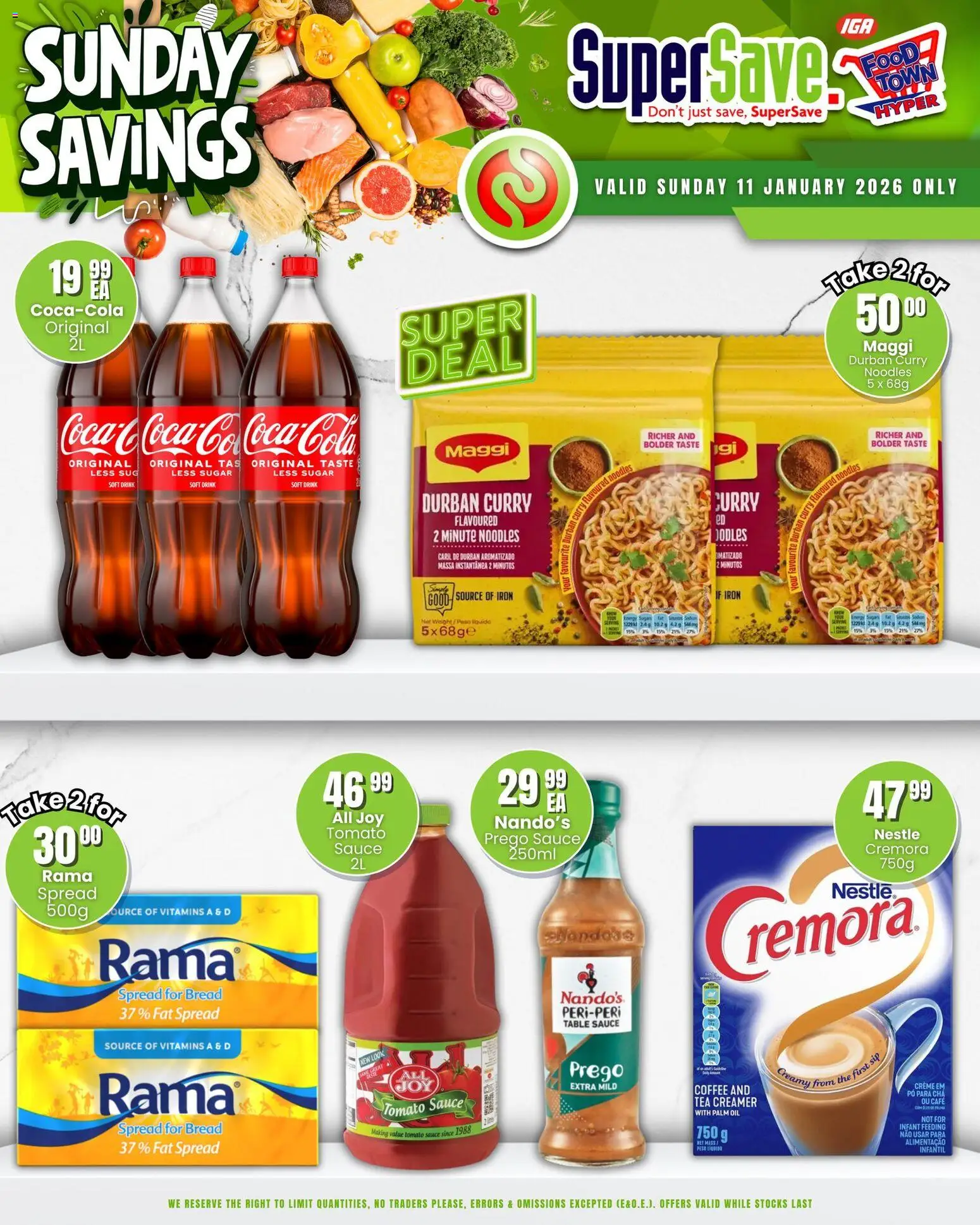 New Super Save catalogue – valid from 11.01.2026 | Page: 4 | Products: Creamer, Noodles, Fat spread, Sauce