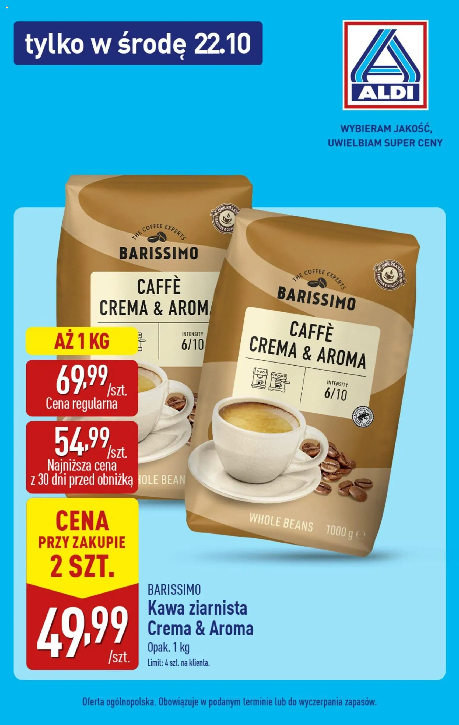 Aldi Gazetka - Tylko w środę od 22.10.2025 | Strona: 3 | Produkty: Kawa ziarnista, Kawa
