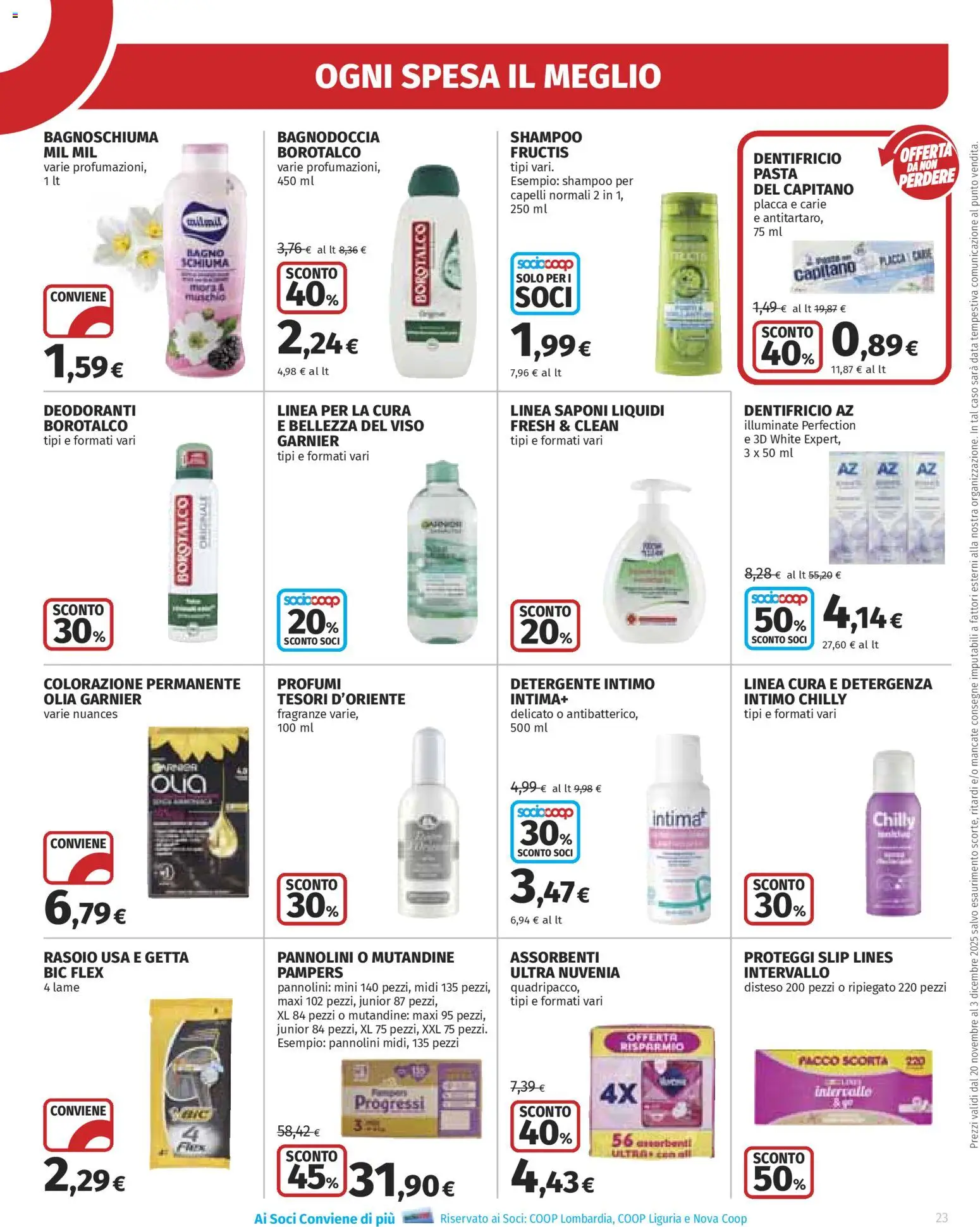 Volantino Ipercoop del 20.11.2025 | Pagina: 23 | Prodotti: Intimo, Slip, Data, Pampers