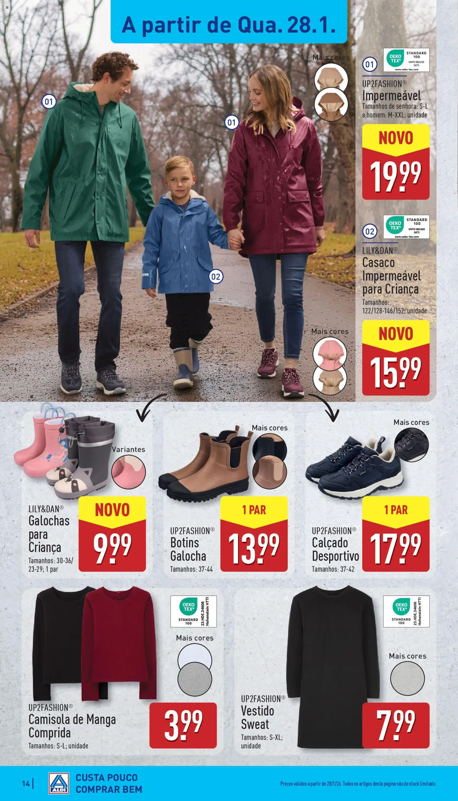 Aldi folheto │ válido de 26.01.2026 | Página: 14 | Produtos: Vestido, Casaco, Botins, Camisola