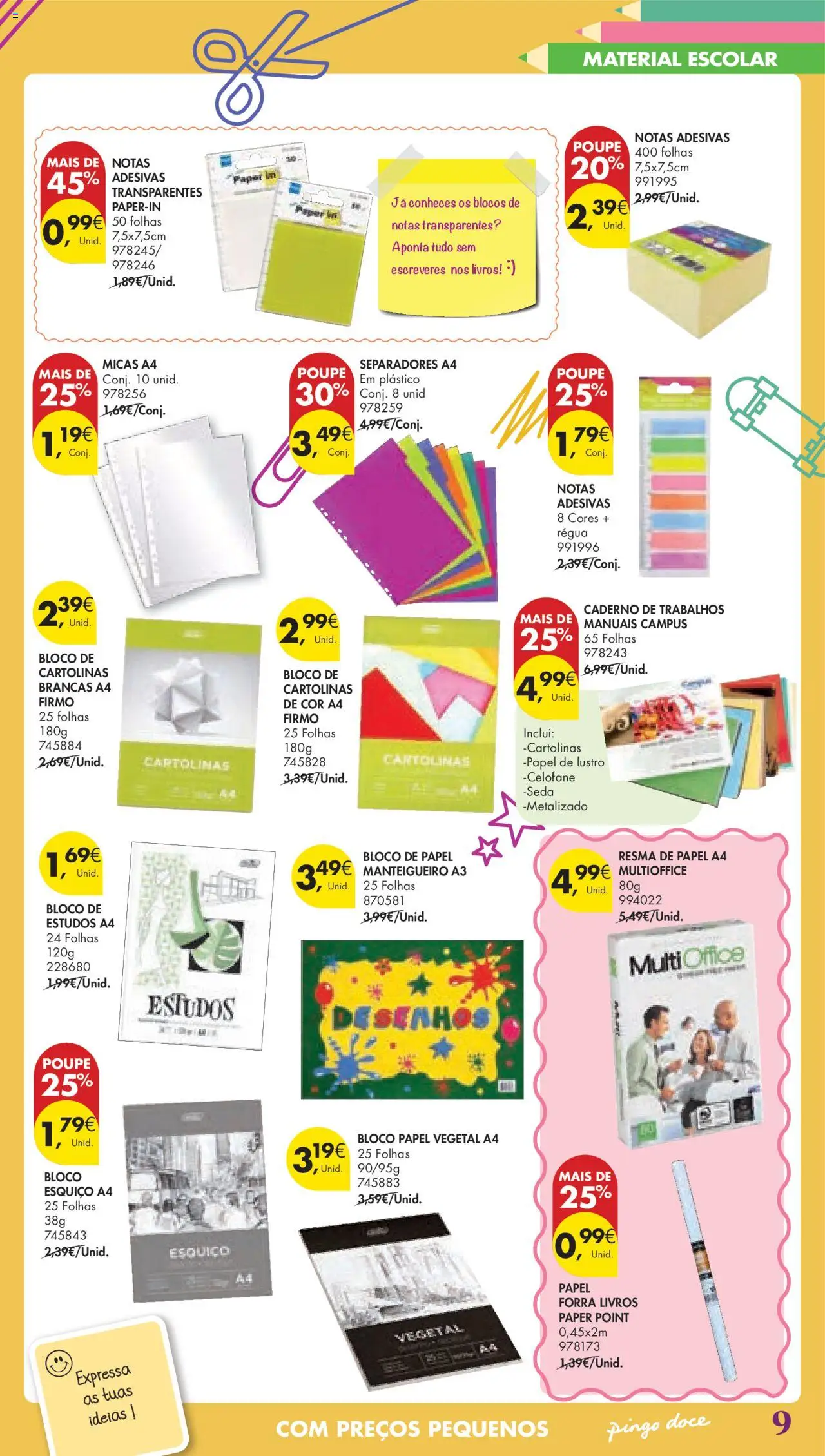 Pingo Doce Regresso às Aulas Hipers │ válido de 05.08.2025 | Página: 9 | Produtos: Caderno