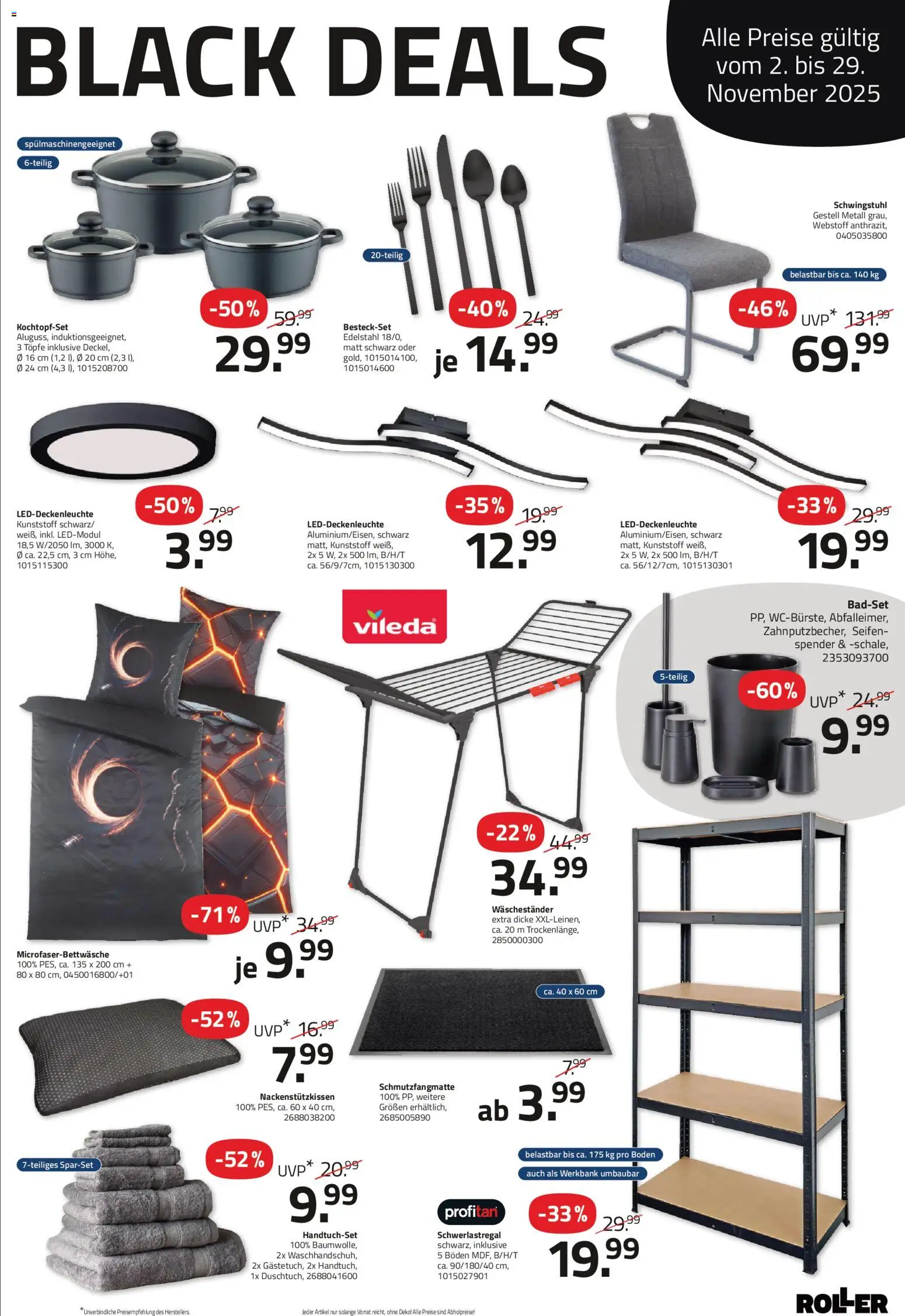 Roller - Black Friday – gültig ab 23.11.2025 | Seite: 9 | Produkte: Schmutzfangmatte, Schwerlastregal, Waschestander