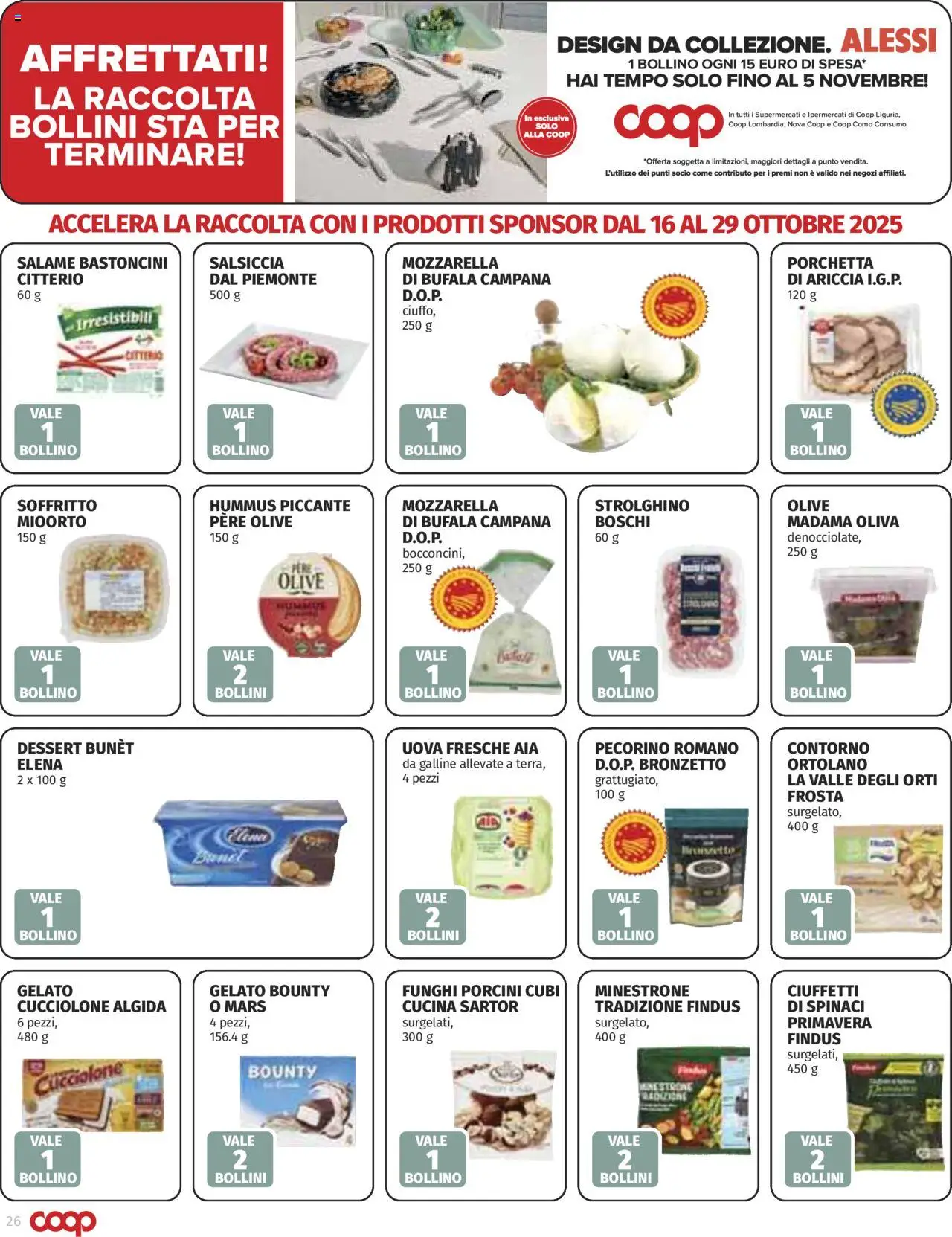 Volantino COOP del 16.10.2025 | Pagina: 26 | Prodotti: Minestrone, Gelato, Olive, Funghi