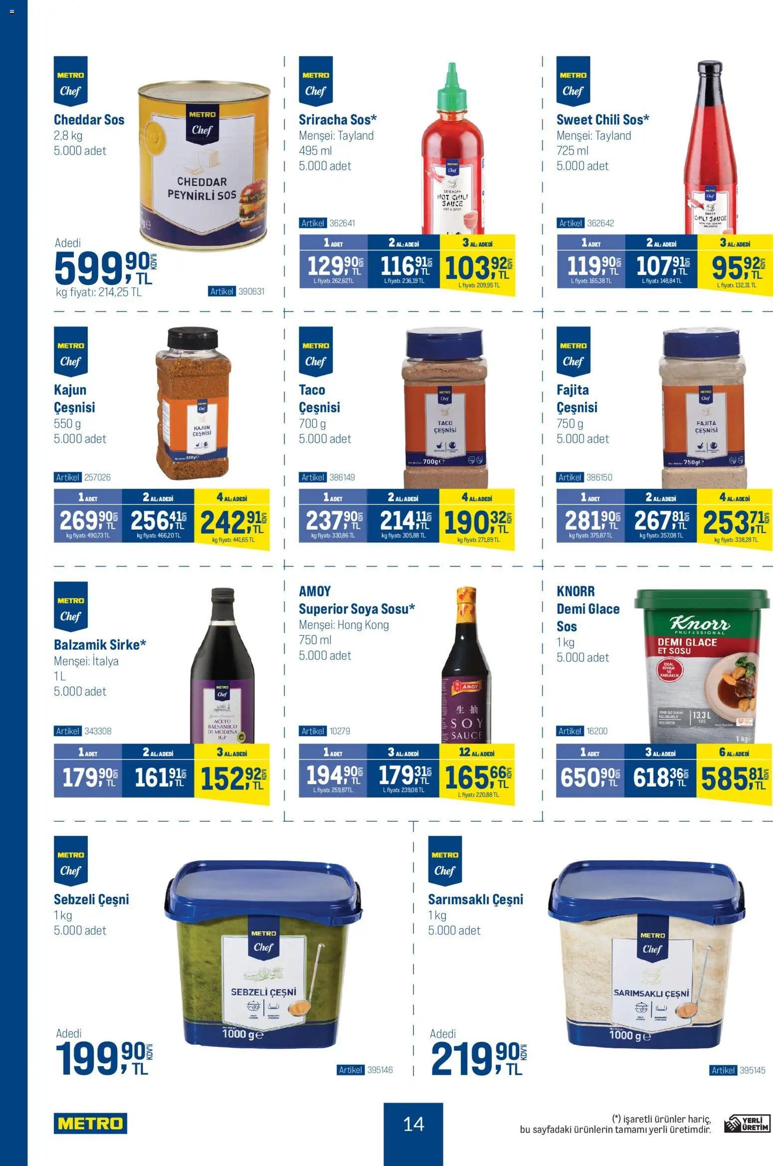 Metro - Dünya Mutfakları - 26.11.2025 tarihinden itibaren geçerlidir | Sayfa: 14 | Ürünler: Cheddar sos, Sos