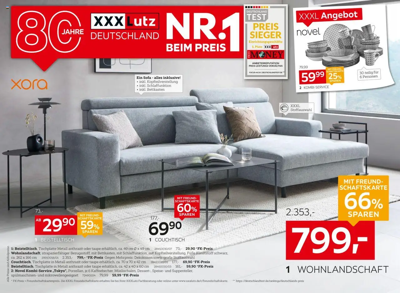 XXXL Lutz Nr. 1 beim Preis - gültig ab dem 04.08.2025 | Seite: 1 | Produkte: Wohnlandschaft, Beistelltisch, Sofa, Couchtisch