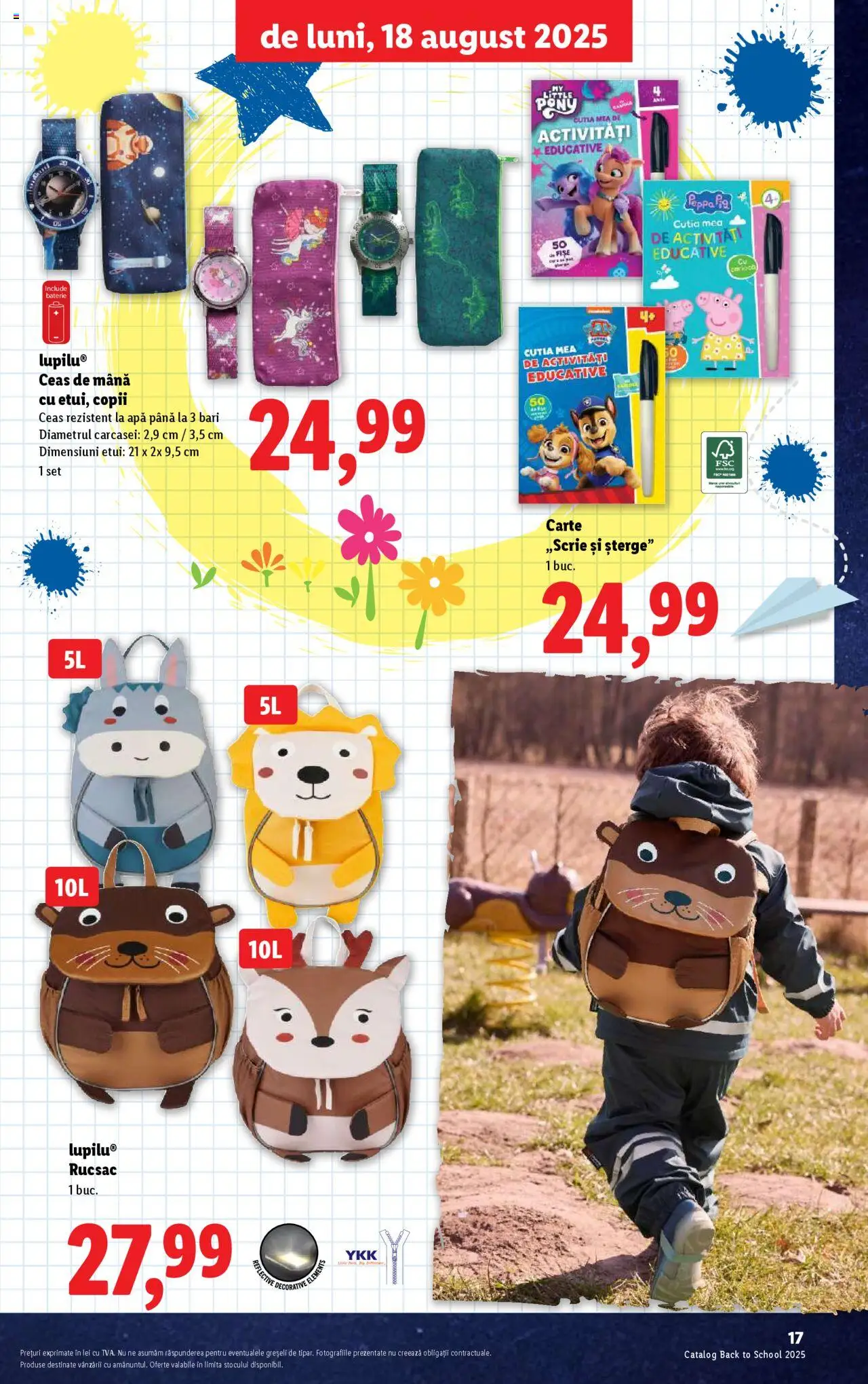 Lidl - Din nou la școală! – valabil de la 11.08.2025 | Pagină: 17 | Produse: Ceas, Baterie, Apă, Rucsac