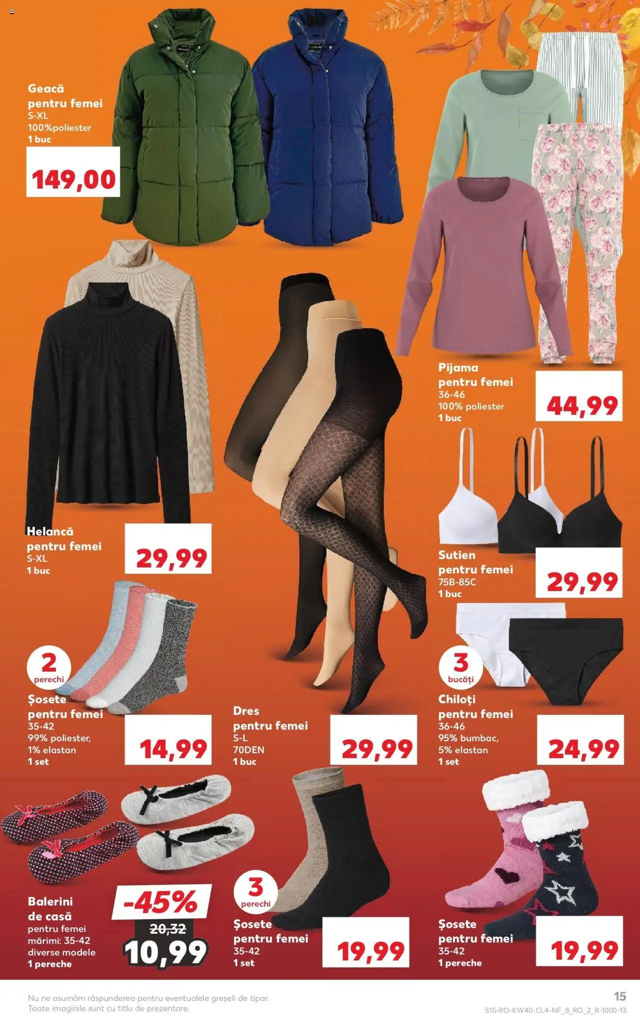 Noul catalog Kaufland – valabil de la 01.10.2025 | Pagină: 15 | Produse: Geacă, Sutien, Șosete, Balerini
