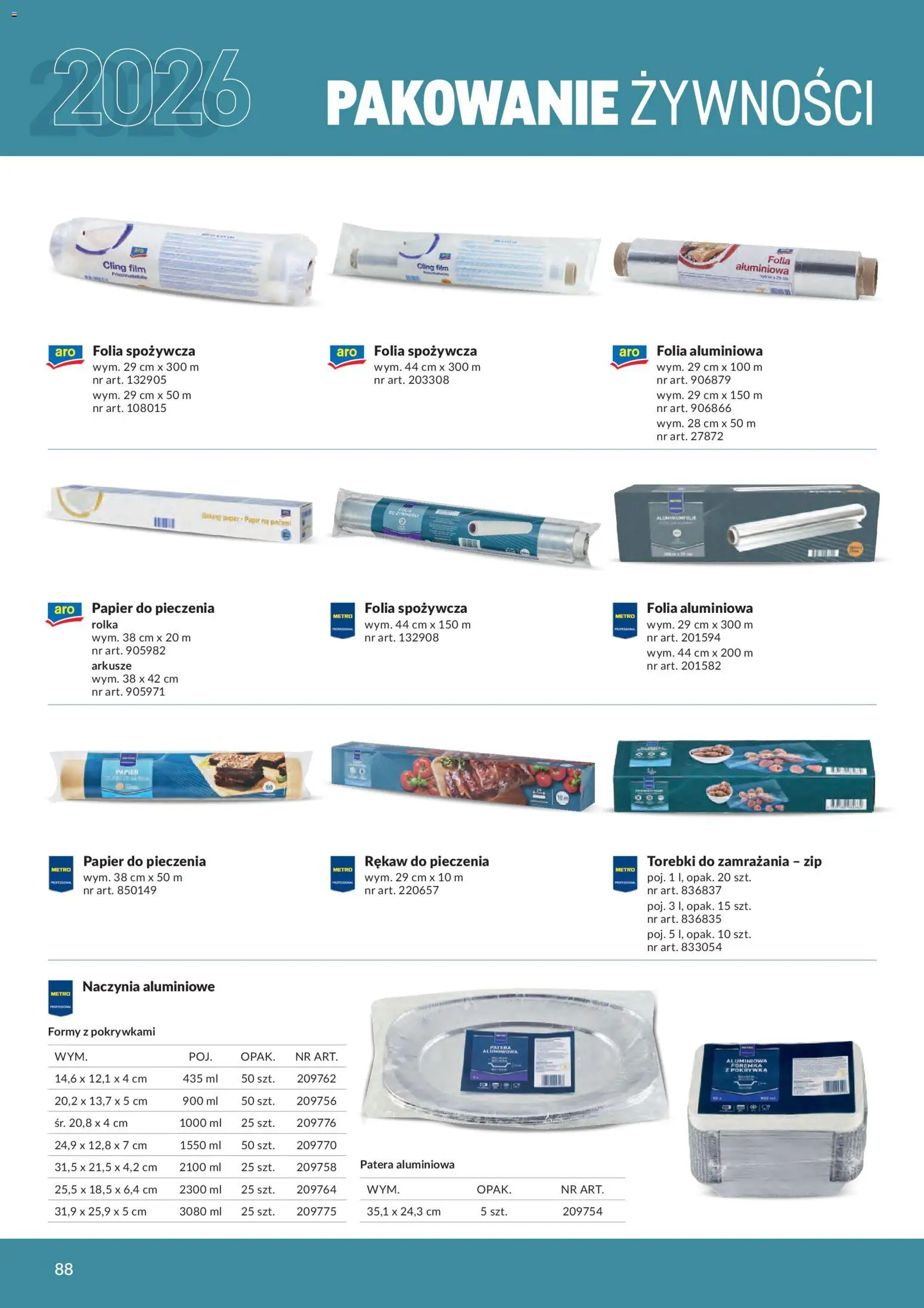 Makro gazetka - Produktów marek własnych dla profesjonalnej Gastronomii od 01.03.2026 | Strona: 88 | Produkty: Folia spożywcza, Papier do pieczenia, Torebki