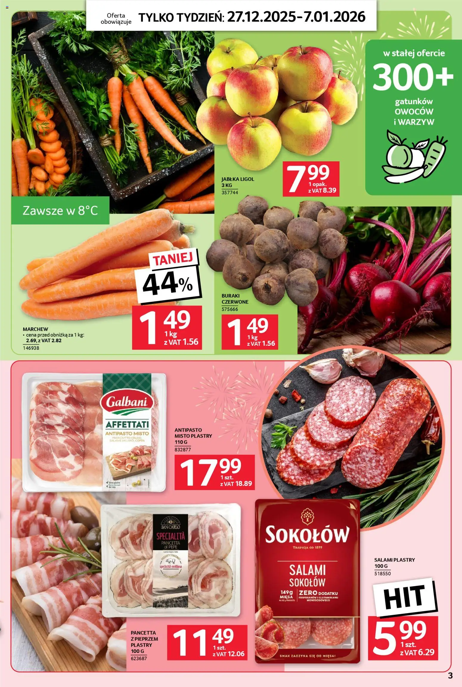 Selgros cash&carry Gazetka - Jeszcze więcej super promocji od 27.12.2025 | Strona: 3 | Produkty: Buraki, Prosciutto, Salami, Jabłka