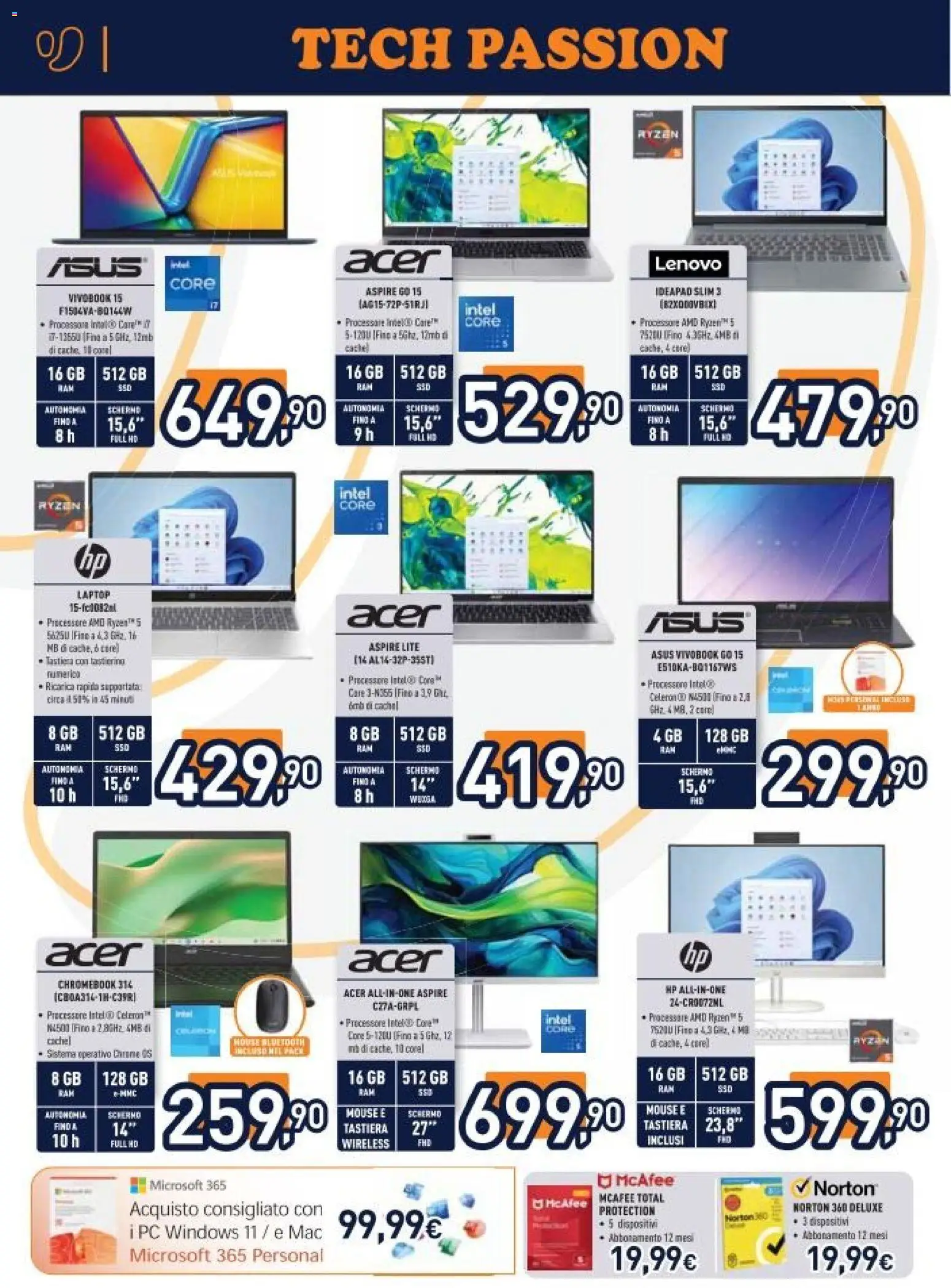 Volantino Unieuro del 13.02.2026 | Pagina: 10 | Prodotti: Schermo, Laptop, PC, Tastiera