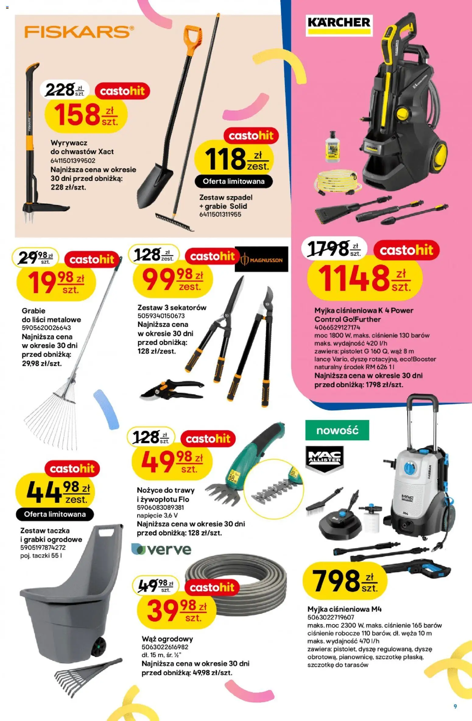 Castorama gazetka od 07.04.2026 | Strona: 9 | Produkty: Wąż ogrodowy, Trawy, Nożyce do trawy