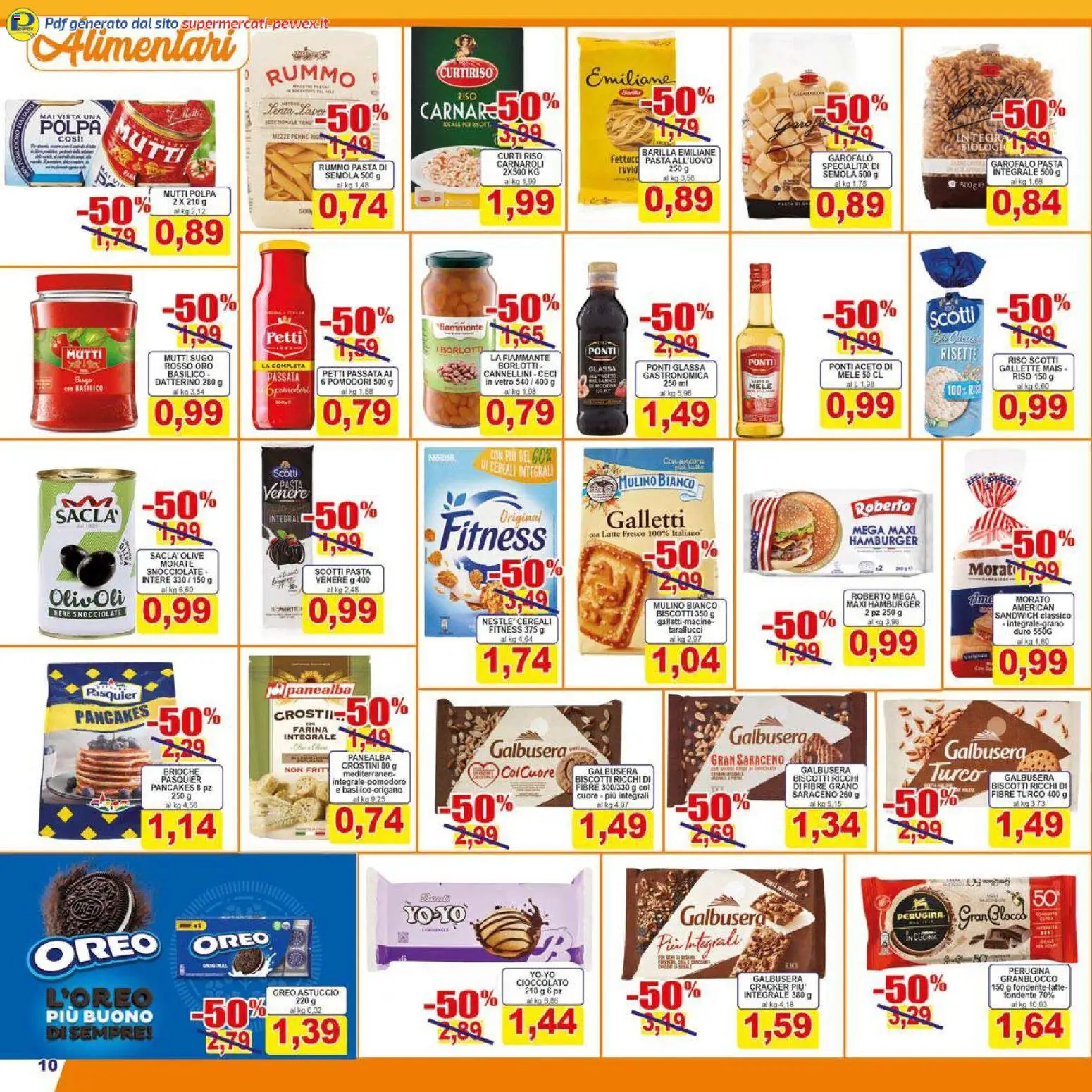 Volantino Pewex del 26.01.2026 | Pagina: 10 | Prodotti: Cereali, Pomodoro, Latte, Gallette
