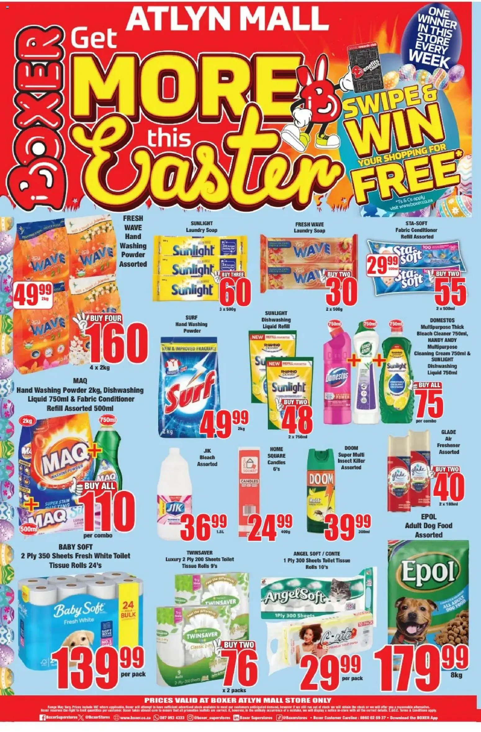New Boxer catalogue – valid from 23.03.2026 | Page: 12 | Products: Air freshener, Bleach, Washing powder, Toilet paper