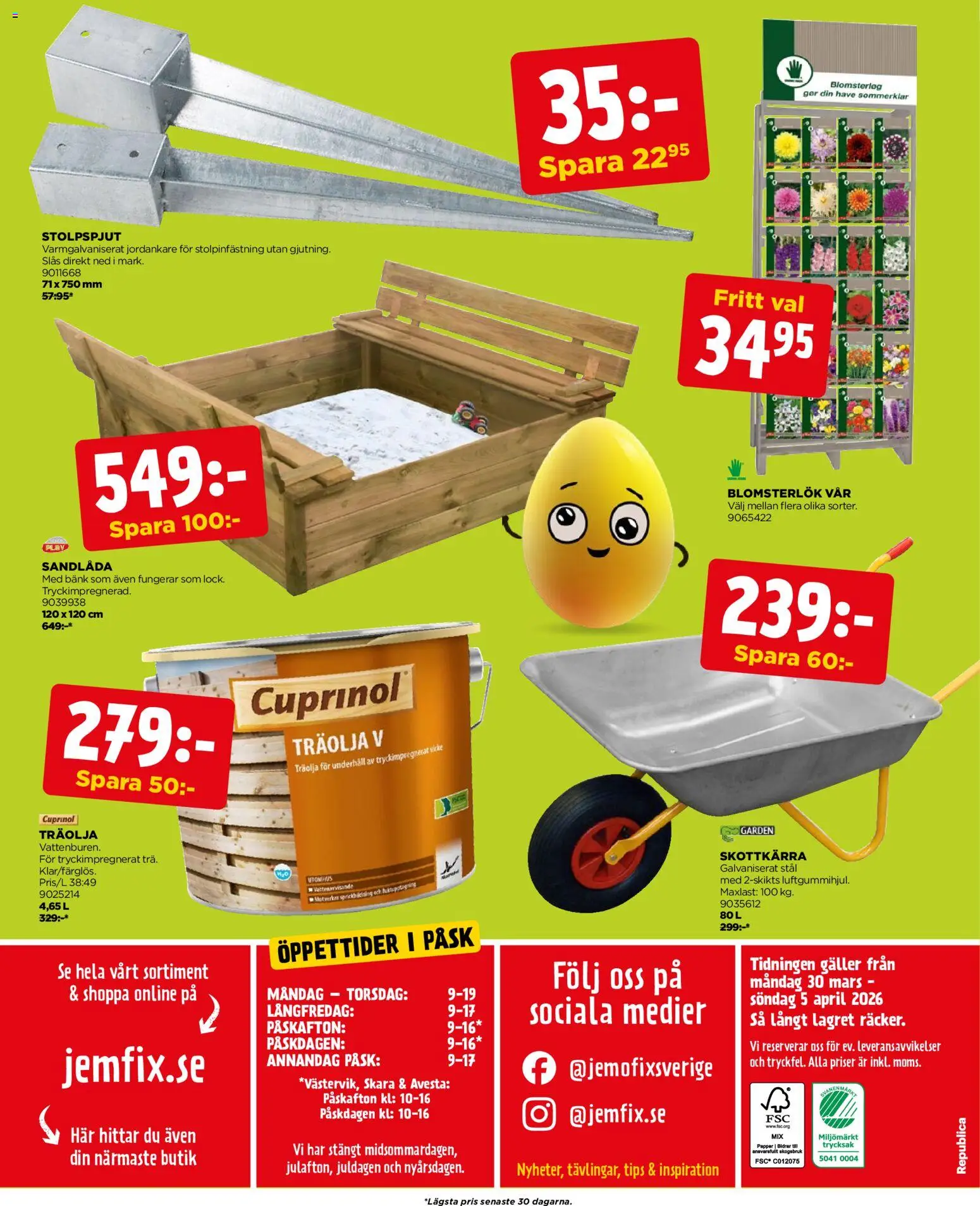 Jem & Fix reklamblad aktuell från 30.03.2026 | Sida: 32 | Produkter: Bänk, Galler, Papper, Träolja