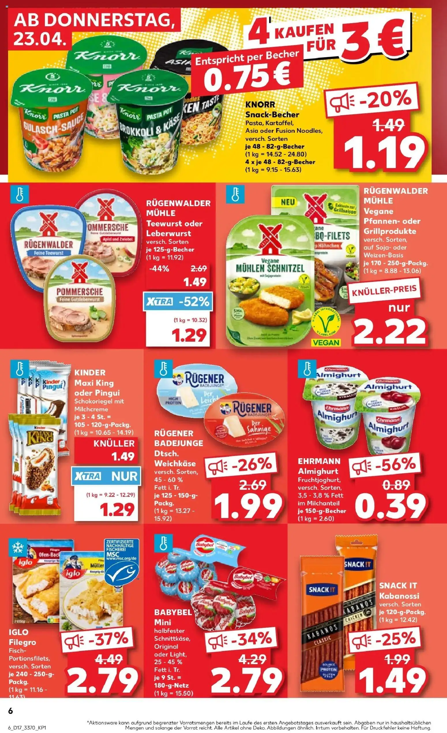 Kaufland Prospekt Merseburg	 – gültig ab 23.04.2026 | Seite: 6 | Produkte: Iglo, Knorr, Pasta, Babybel