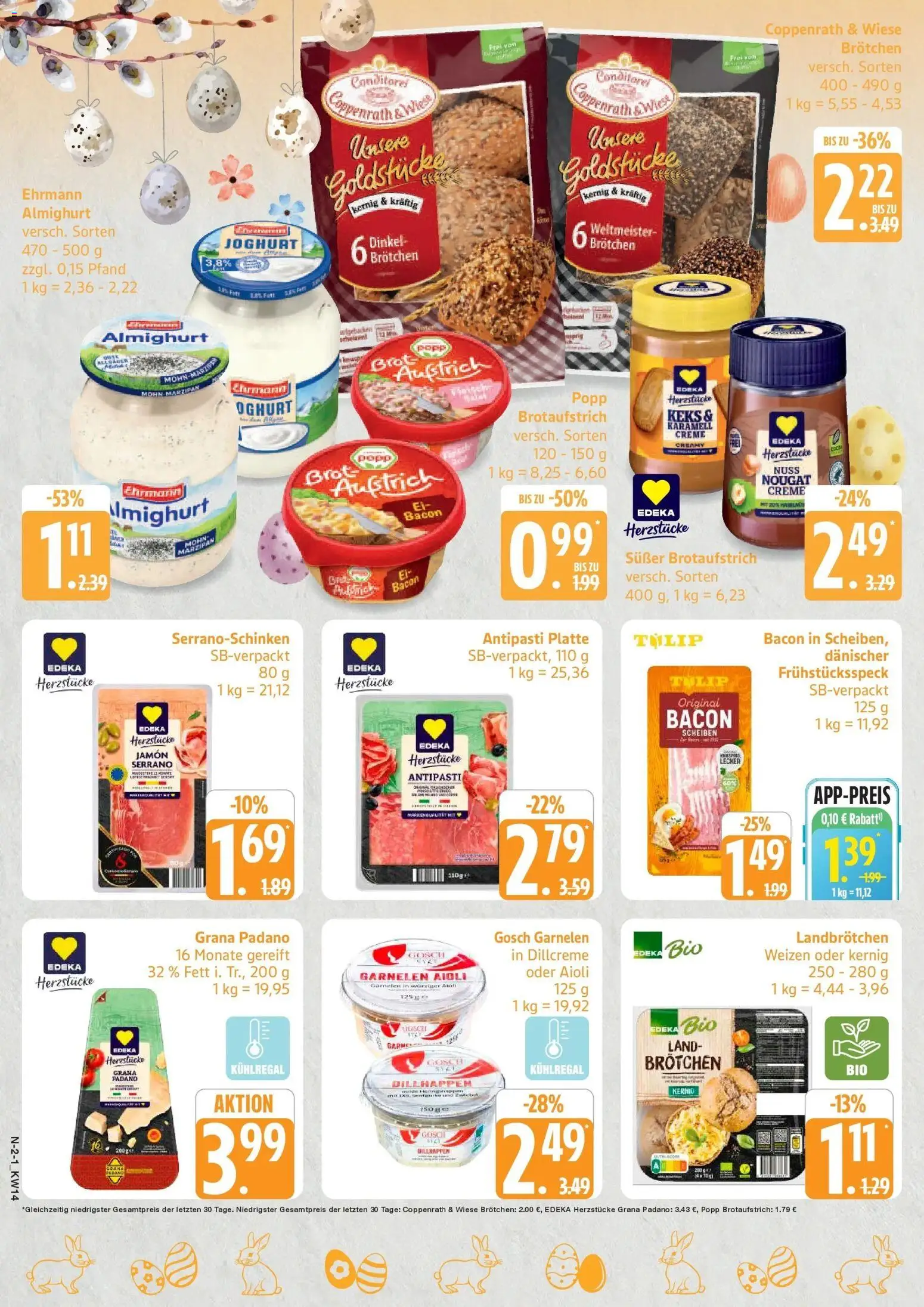 Edeka prospekt Rostock	 – gültig ab 30.03.2026 | Seite: 2 | Produkte: Ehrmann almighurt, Garnelen, Creme, Brot