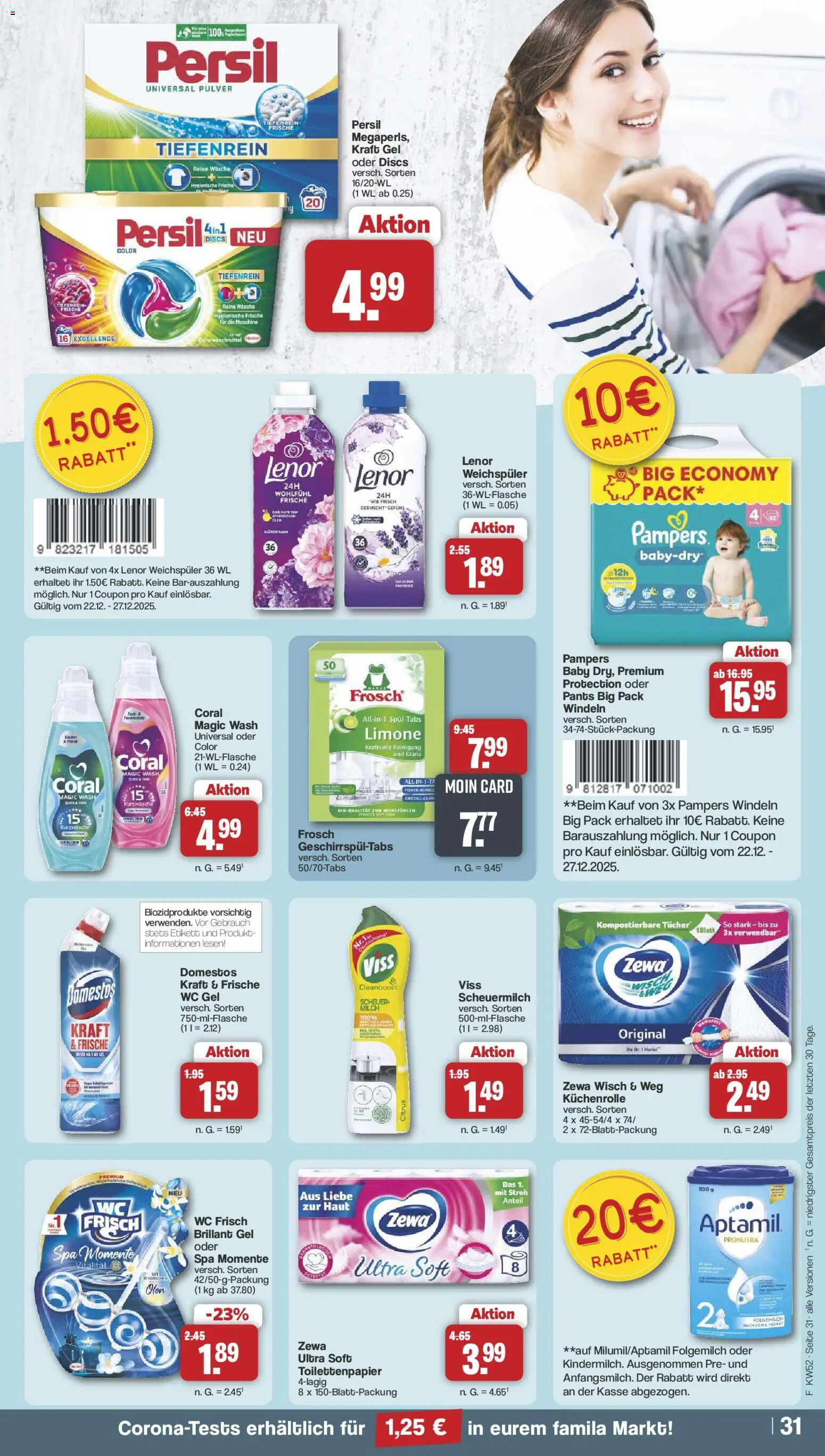 Famila Nordwest Prospekt 	 – gültig ab 22.12.2025 | Seite: 31 | Produkte: Lenor, Coral, Pampers, Persil
