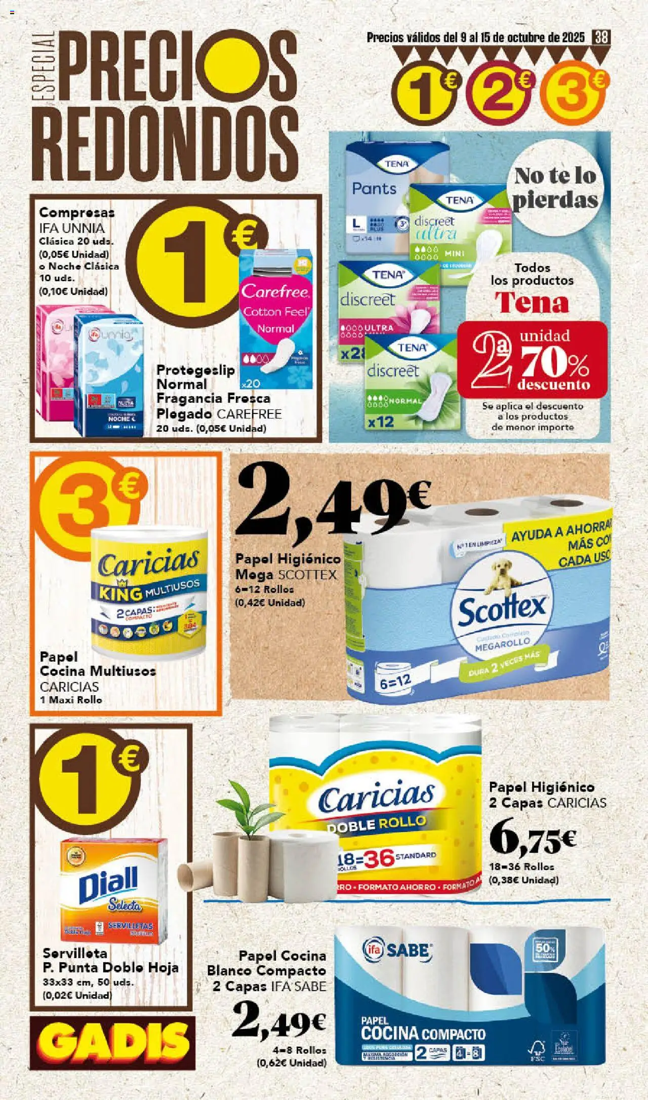 Gadis folleto │ válido desde el 09.10.2025 | Página: 38 | Productos: Papel higienico, Té, Cocina, Γλυφιτζούρι