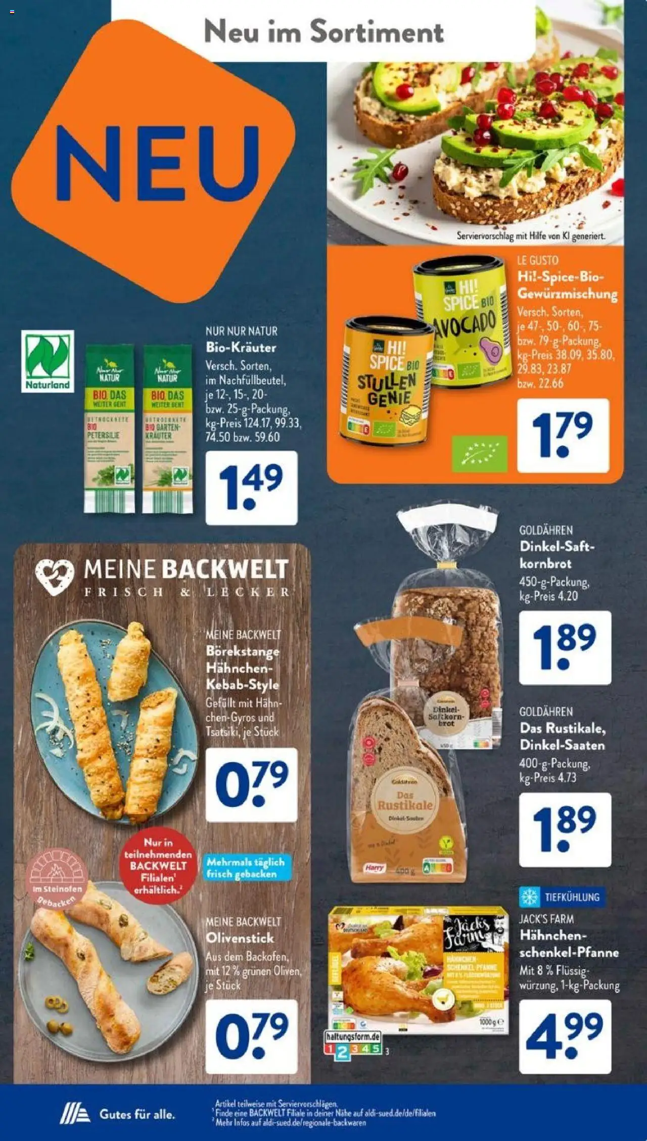 Aldi Süd Prospekt 	 - gültig ab dem 25.08.2025 | Seite: 21 | Produkte: Hahnchen, Avocado, Petersilie, Brot