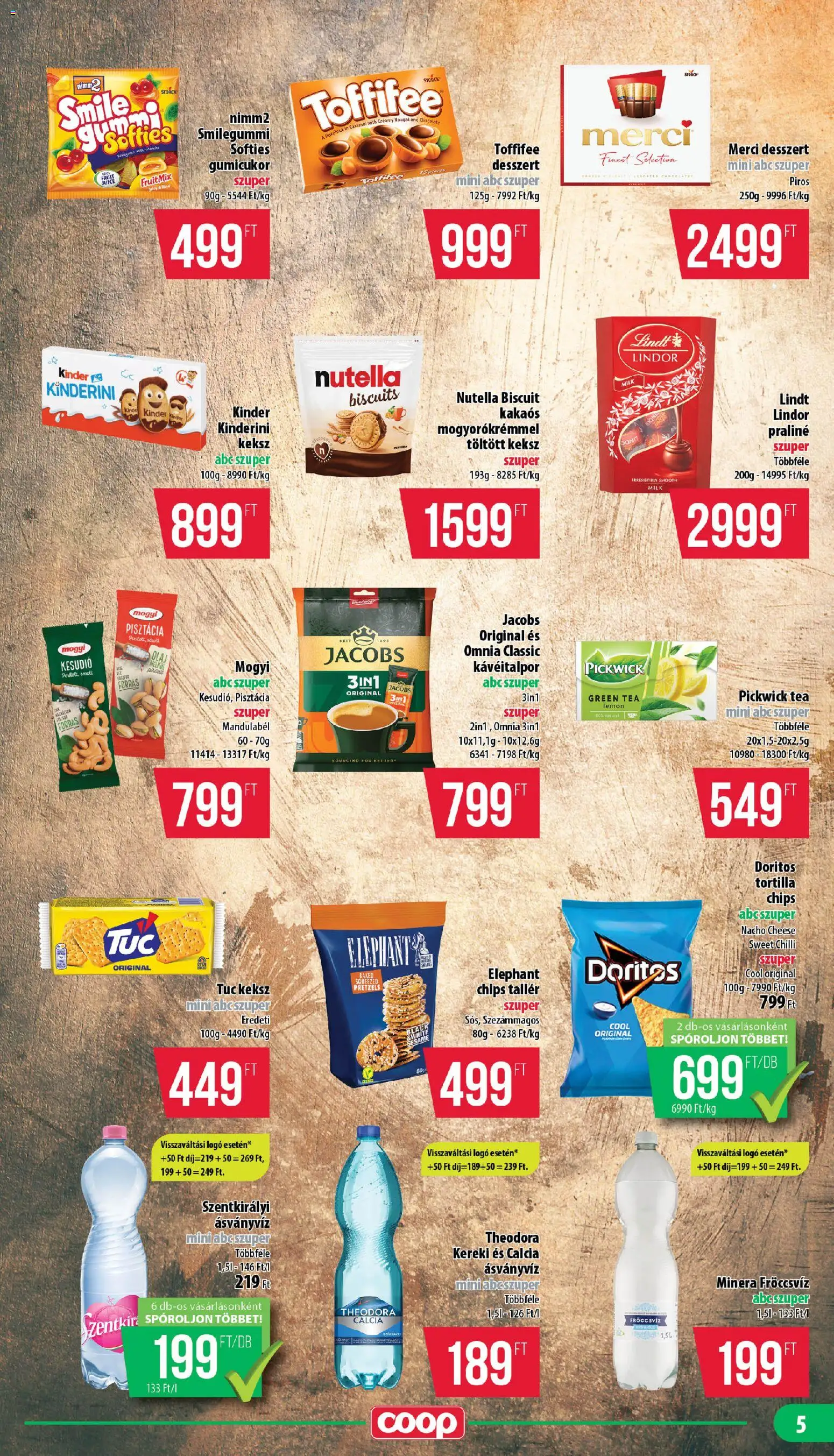 COOP akciós ujság - amely érvényes a következő dátumtól: 18.12.2025 | Oldal: 5 | Termékek: Kesudió, Pisztácia, Szentkirályi ásványvíz, Keksz