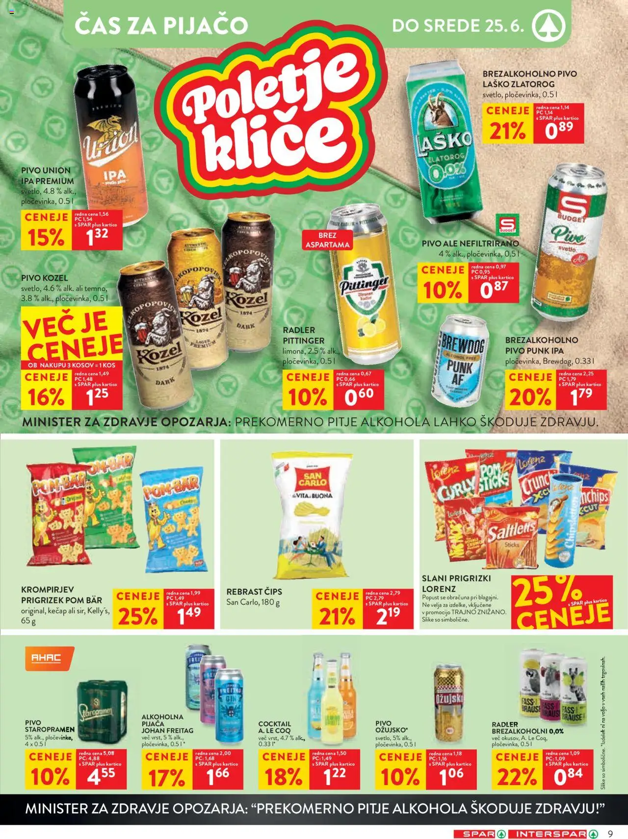 Spar katalog 25/25 │ velja od 18.06.2025 | Stran: 9 | Izdelki: Kos, Radler, Pivo, Kecap