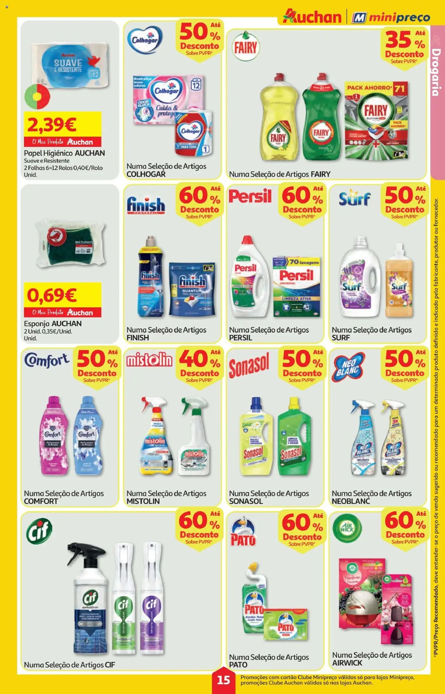 Minipreço folheto │ válido de 26.03.2026 | Página: 15 | Produtos: Papel higiénico, Esponja, Persil