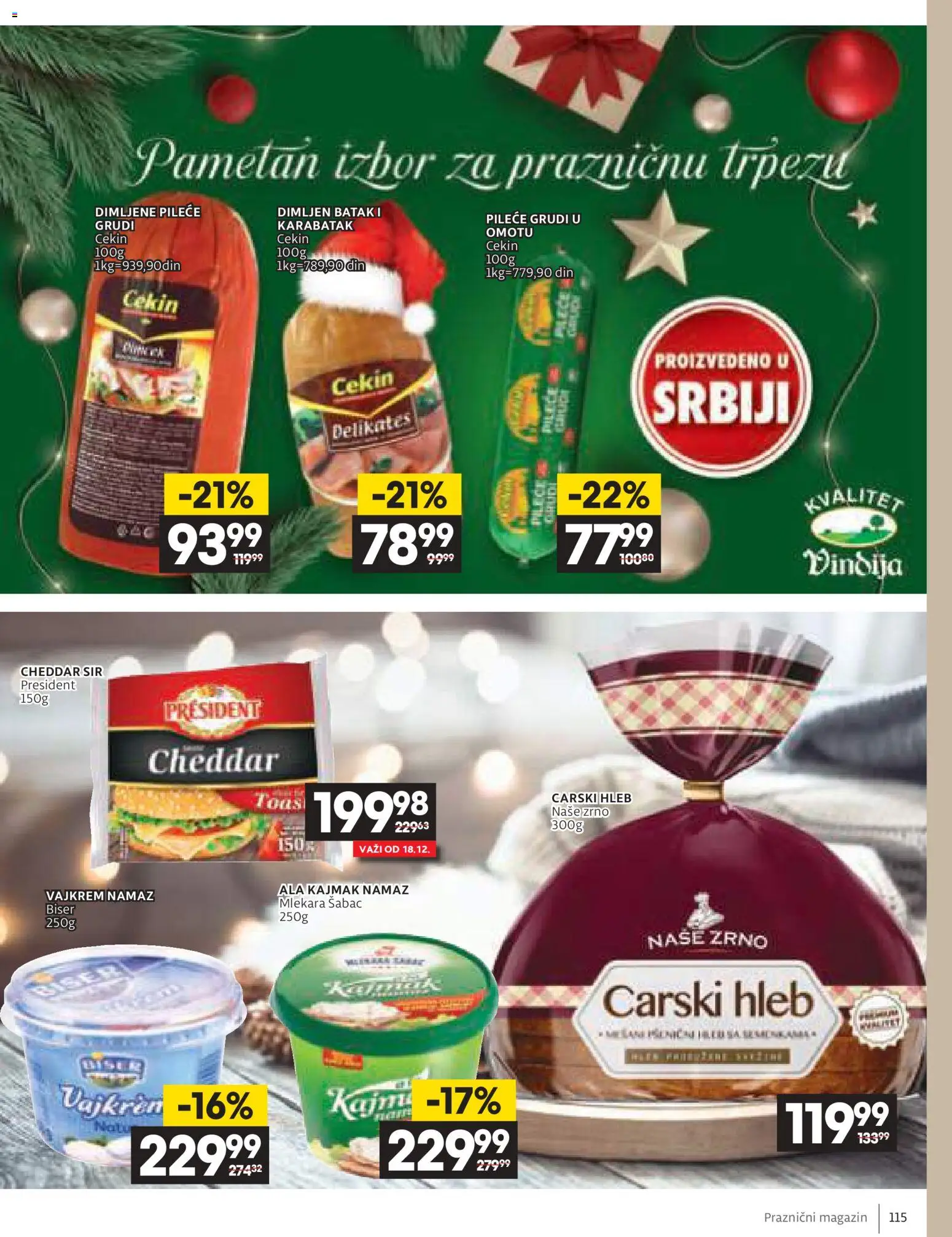 Roda katalog - važi od 11.12.2025 | Strana: 115 | Proizvode: Pileće grudi, Vajkrem, Hleb, Kajmak